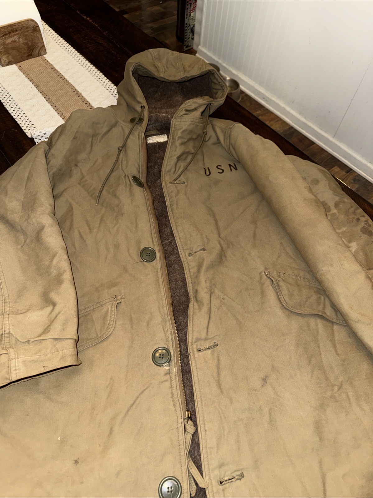 Vintage 1940s United States Navy Full Length Coat Wool Deck Parka USS Howard Gil Vintage 1940s United States Navy Full Length Coat Wool Deck Parka USS Howard Gil
