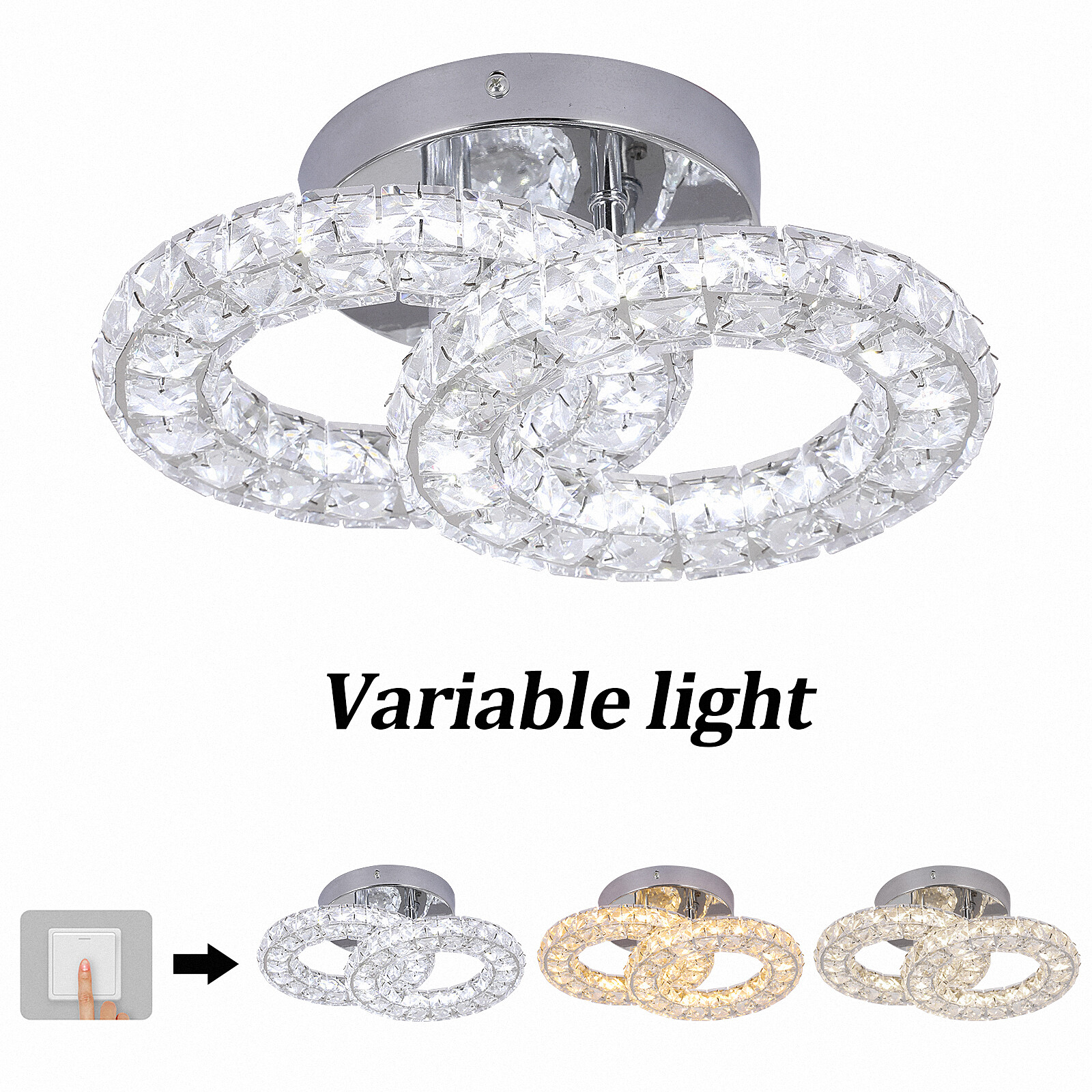 Vetrulus Modern Crystal Ceiling Light Lamp LED Fixtures For Bedroom Kitchen