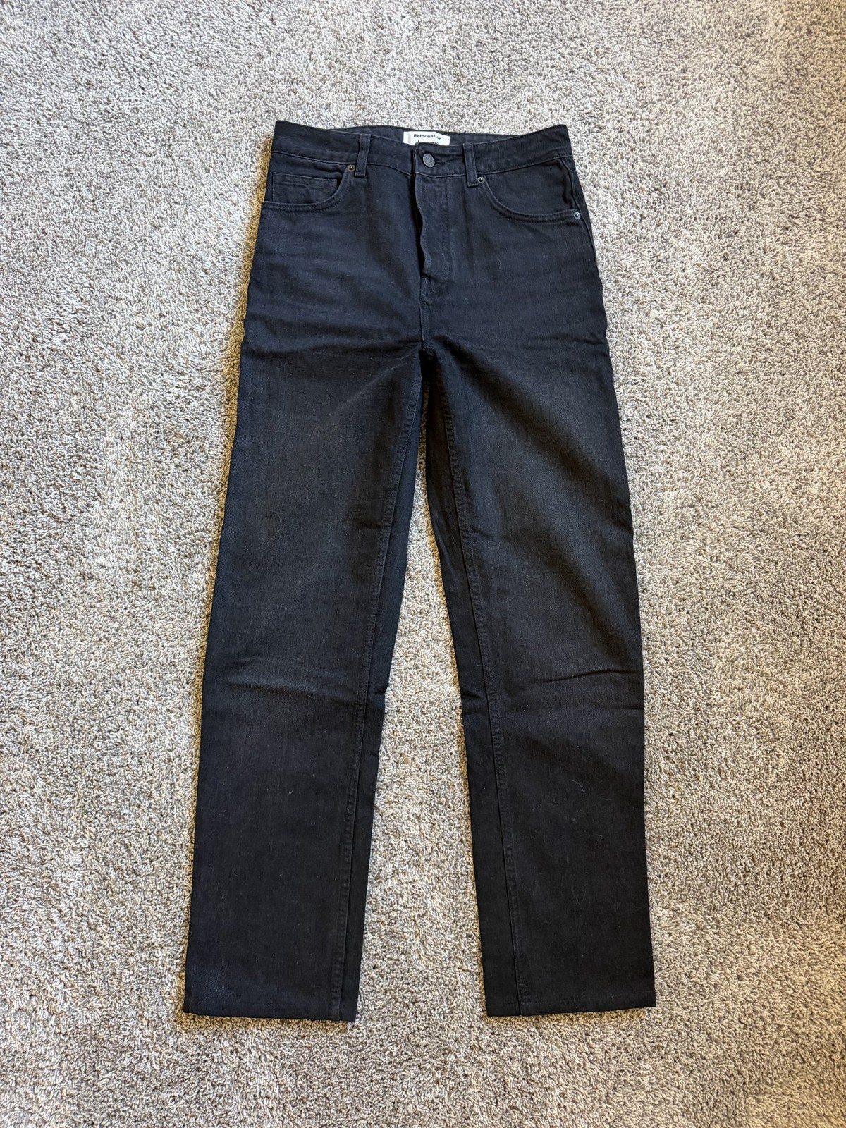 Reformation Cynthia High Rise Straight Jeans Black Size 28 Inseam 30 Worn Once