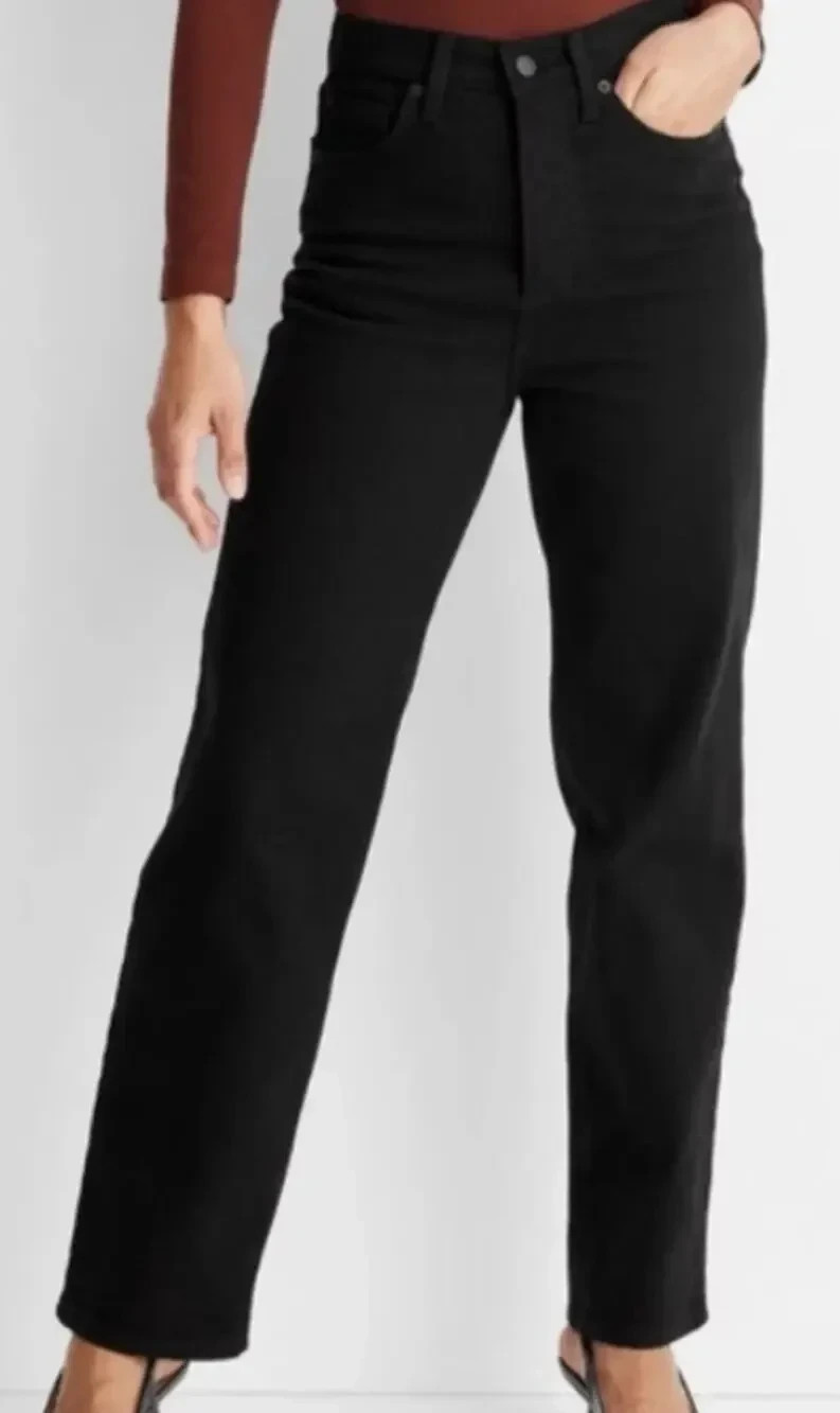 Women\'s Highest-Rise Straight Jeans Universal Thread Black Size 4