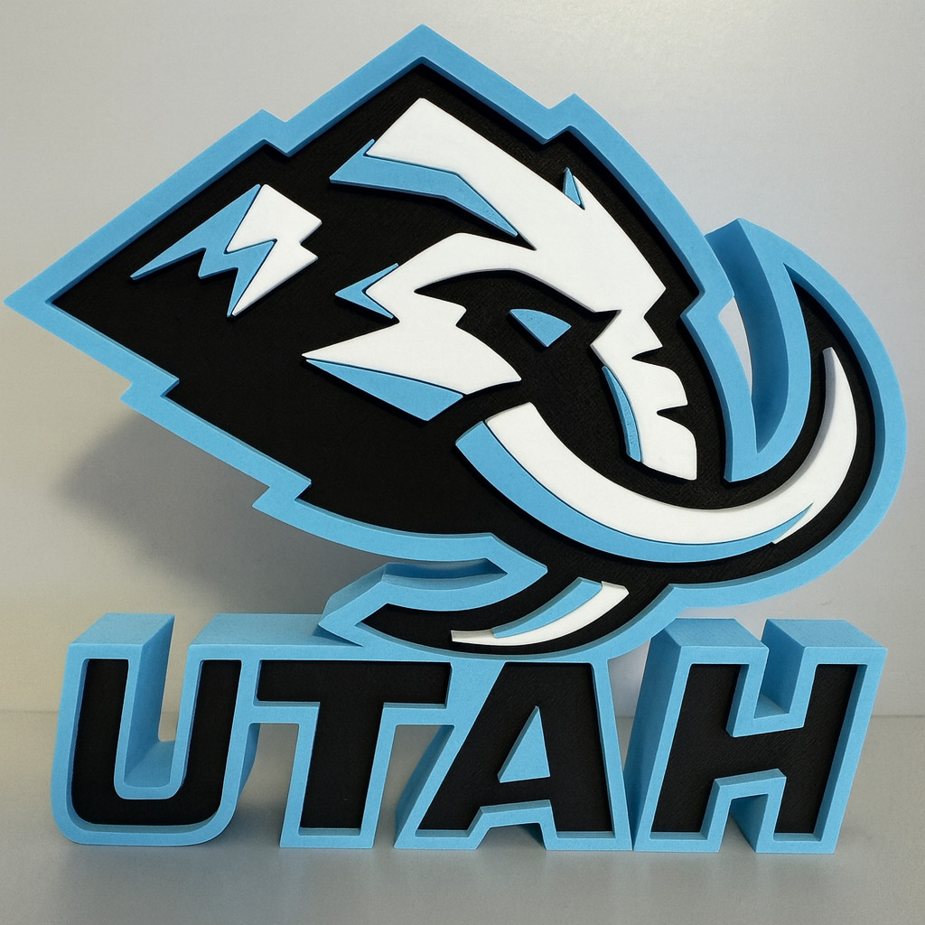 Utah Mammoth Hockey Sign | 3D Printed Wall Shelf Decor | Utah Hockey Team Gift |