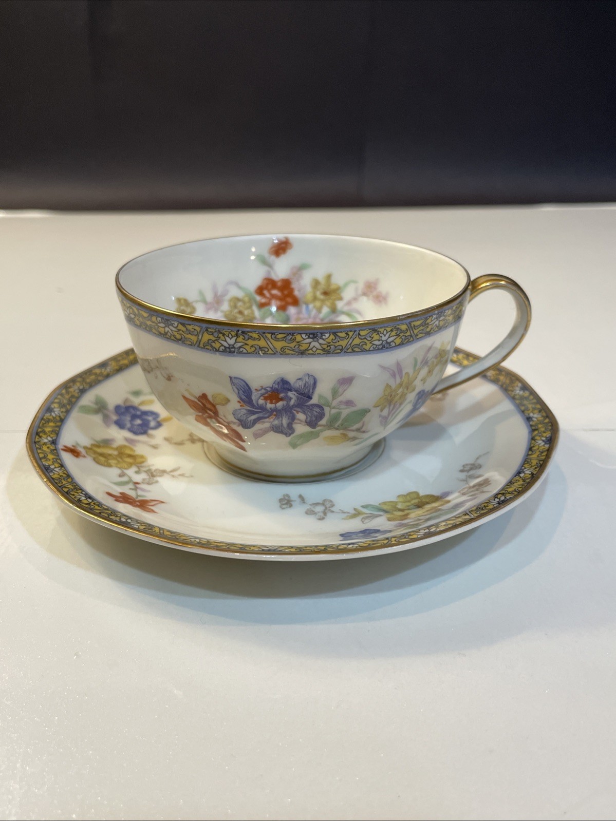 Antique Theodore Haviland Limoges Ganga Cup & Saucer Set France 1920s Excellent