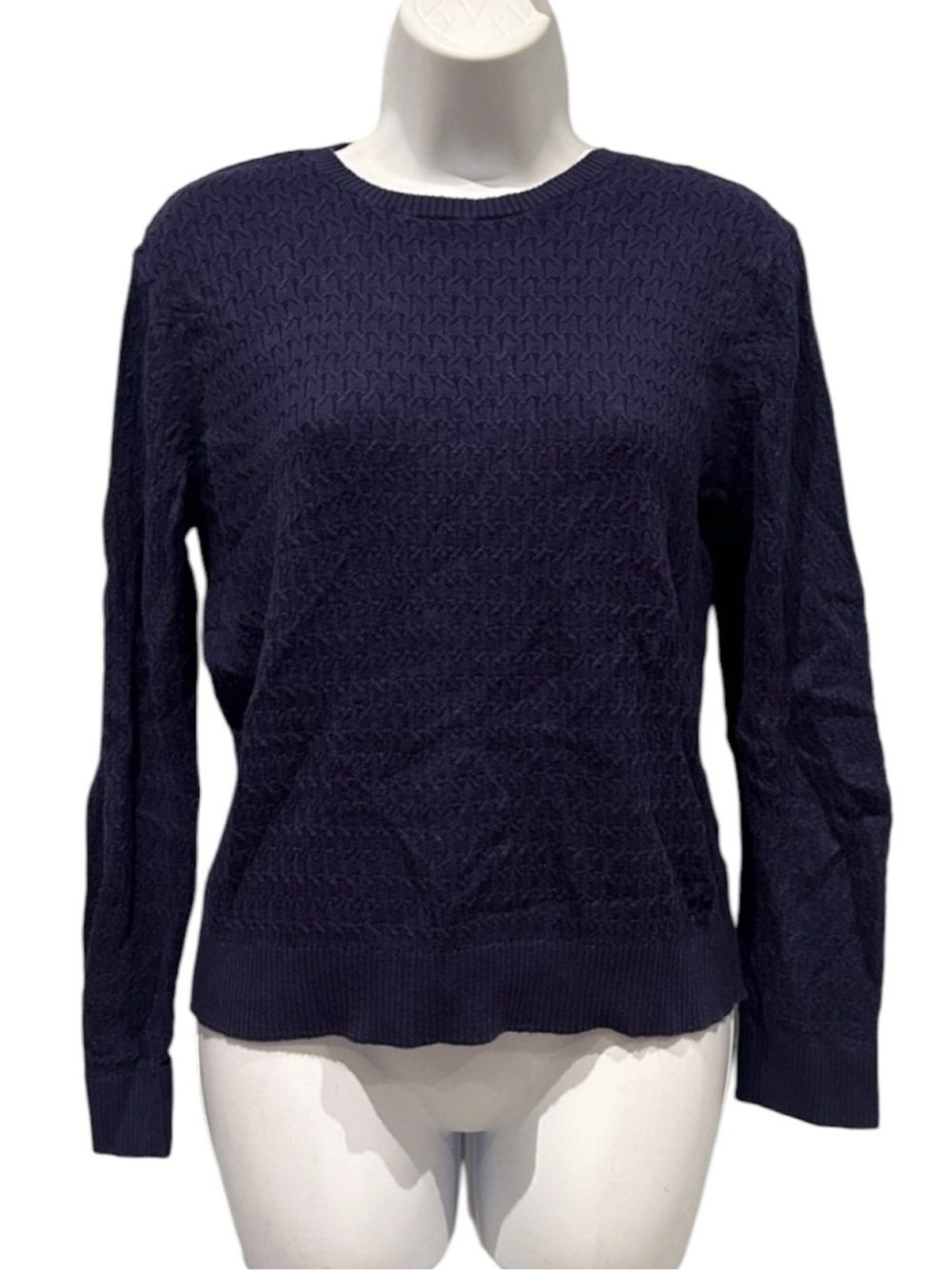Talbots Navy Blue Textured Sweater Medium Talbots Navy Blue Textured Sweater Medium