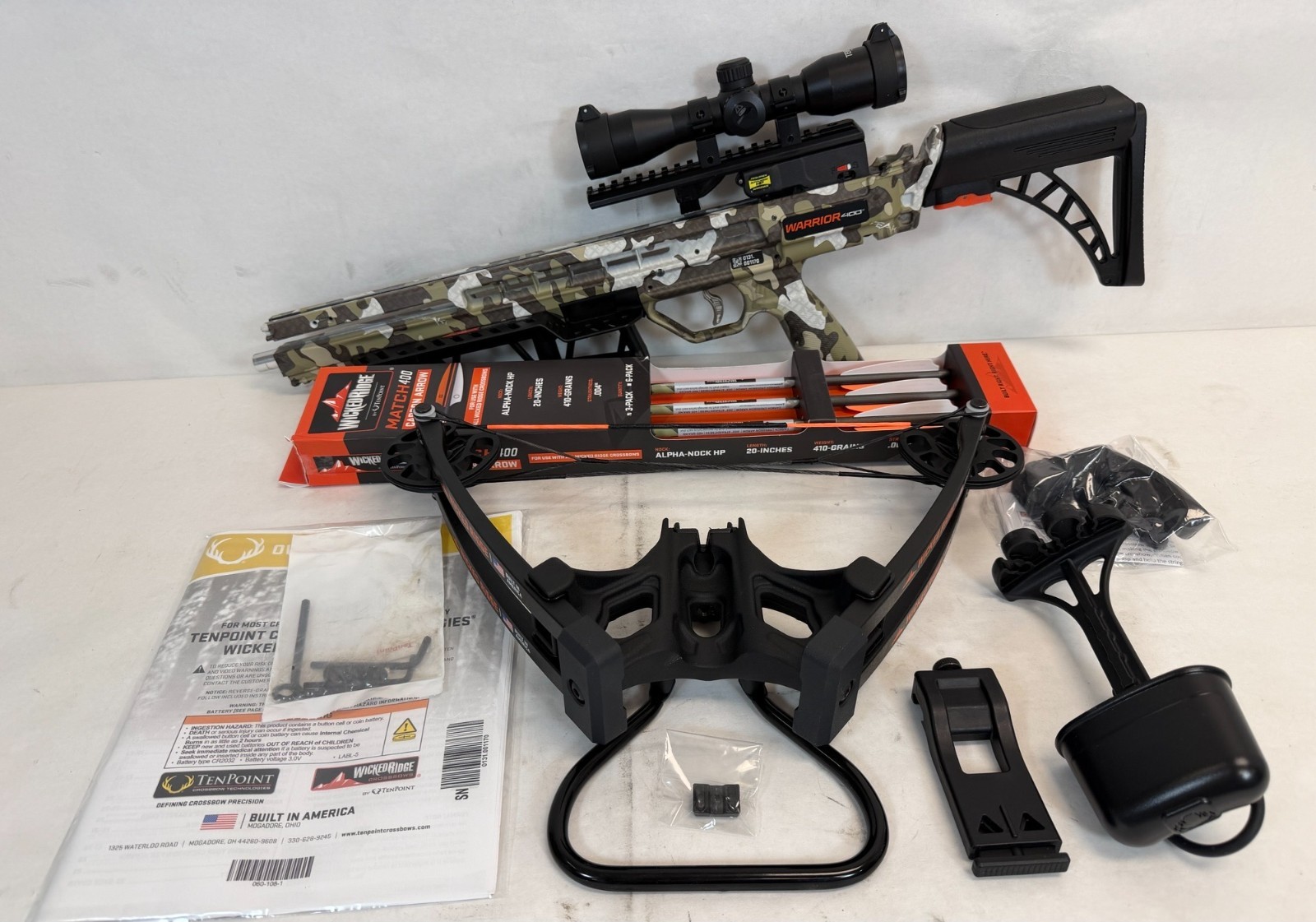 Used- Wicked Ridge Warrior 400, Rope-Sled, Adjustable Stock, Pro-View 400 Scope