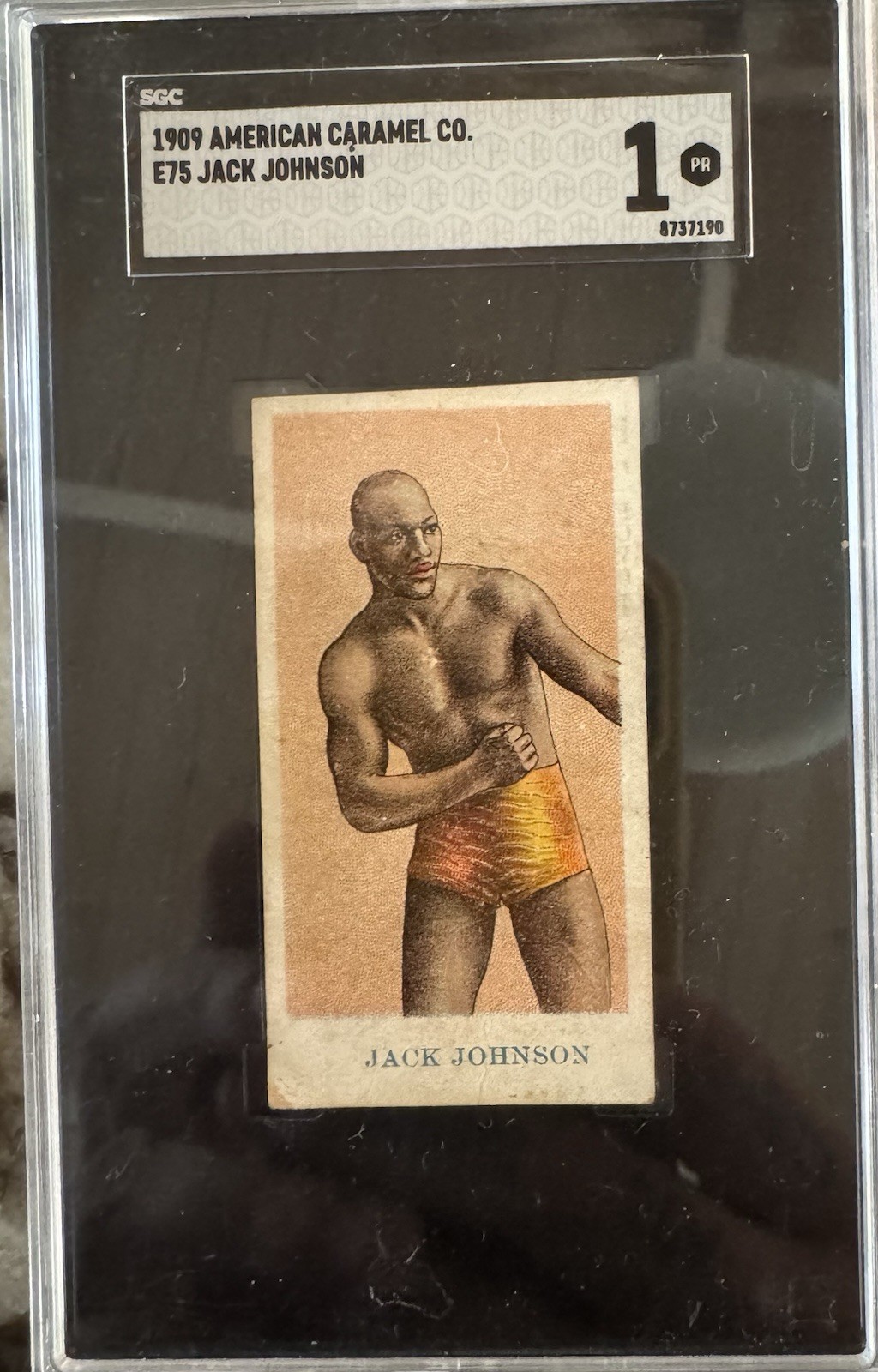 1910 American Caramel E75 Black Back #10 Jack Johnson 1909 SGC 1 POOR C104051