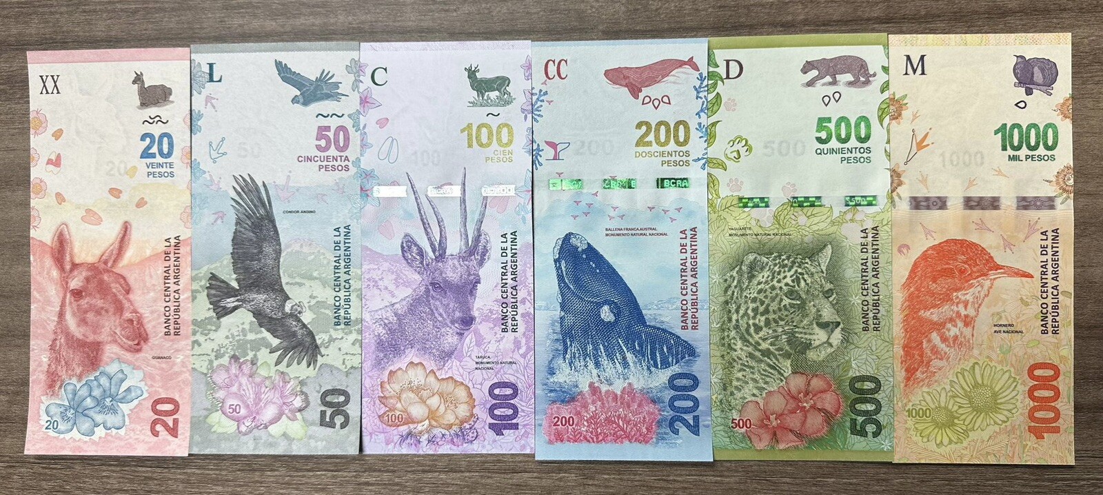 Argentina 20 50 100 200 500 1000 Pesos 6 Pcs SET NEW, 2016-2019 Banknote UNC Argentina 20 50 100 200 500 1000 Pesos 6 Pcs SET NEW, 2016-2019 Banknote UNC