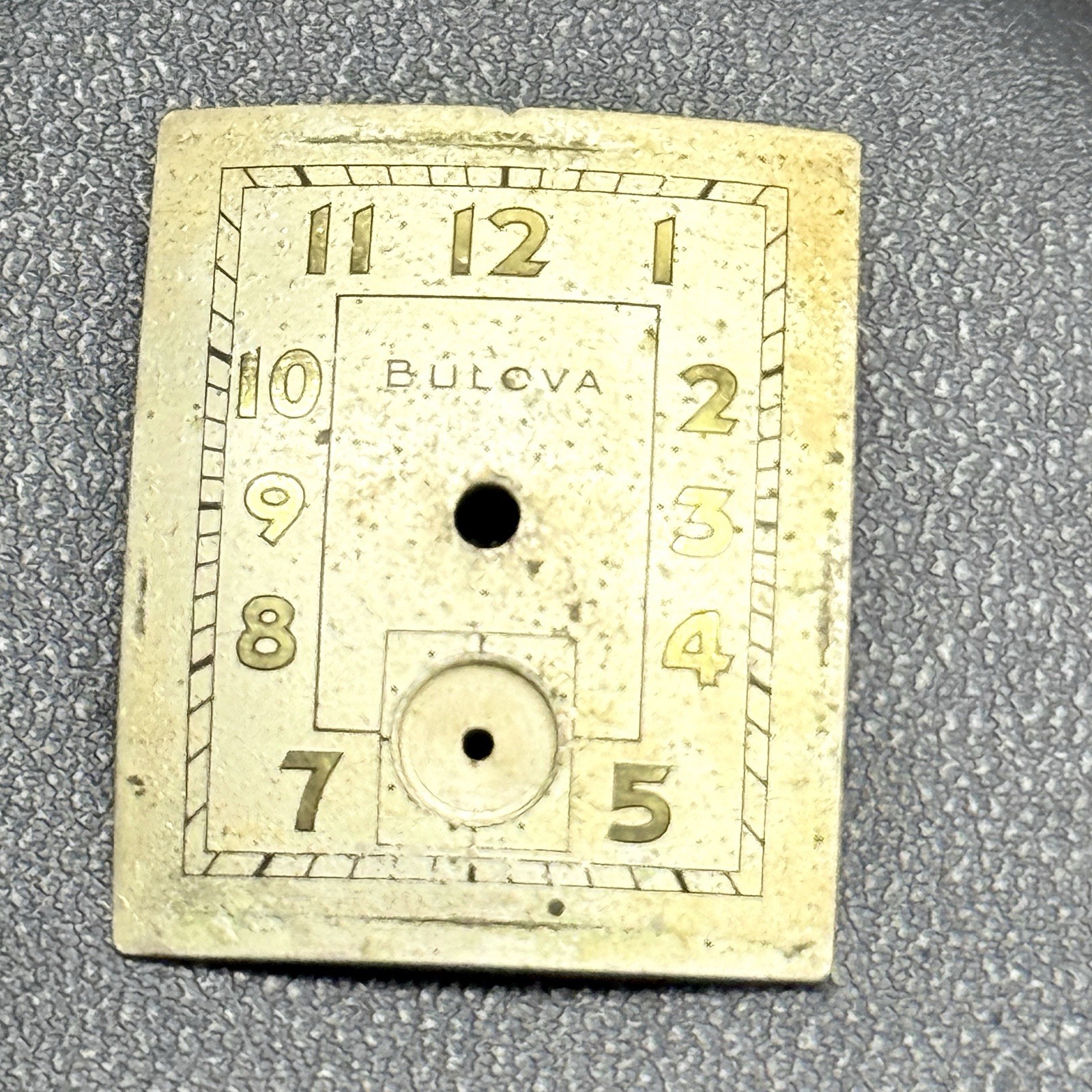 Vintage 1940s Bulova Watch Dial Rectangular Tank Gorgeous Patina Champagne