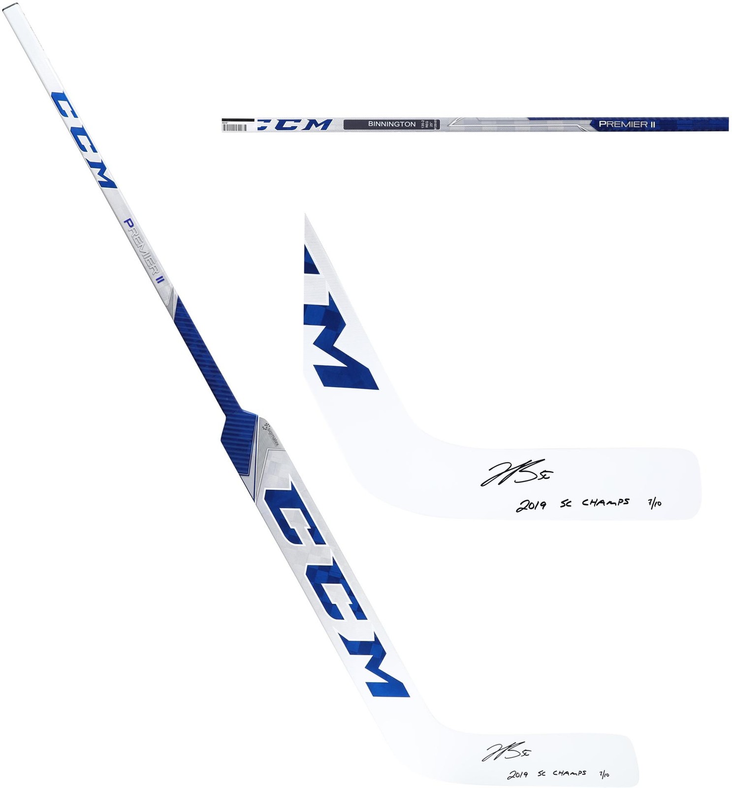 Jordan Binnington Blues Signed CCM Game-Model Hockey Stick w/Champs Insc - LE 10