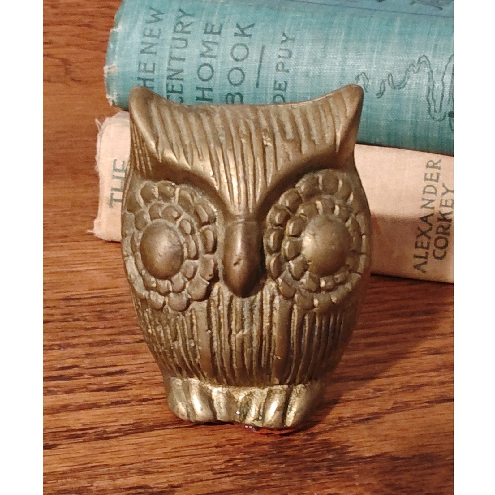 Vintage Brass Owl Figurine Mid Century Modern Bird Statue Decor, Paperweight