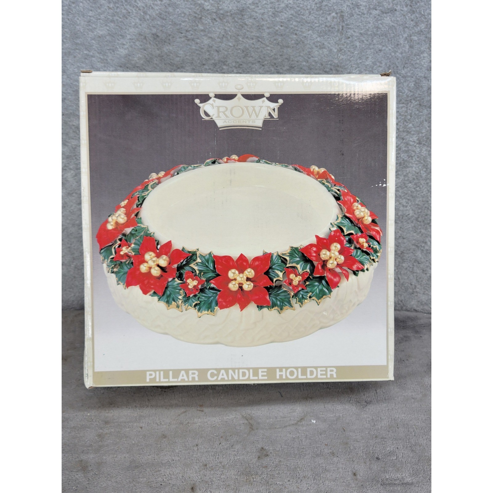 Crown Accents Christmas Poinsettia Pillar Candle Holder 6 Inch World Bazaars
