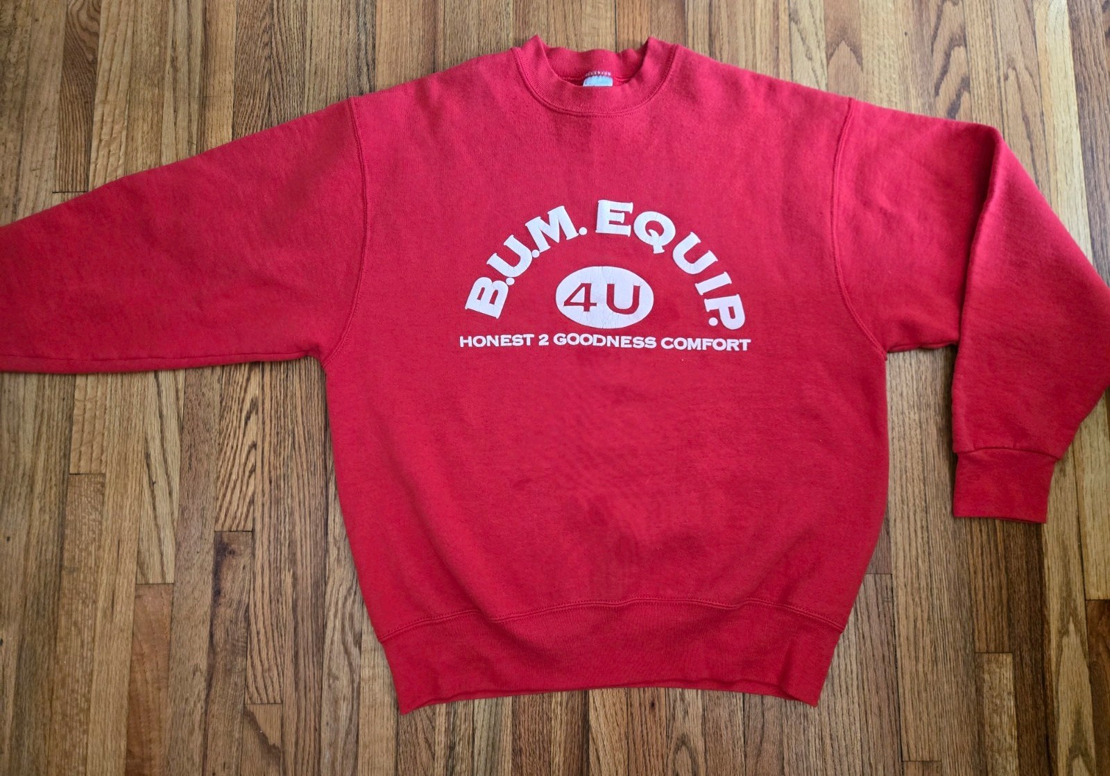 Vintage 90s BUM Equipment Sweatshirt Jerzees Heavyweight Red LG Oversized