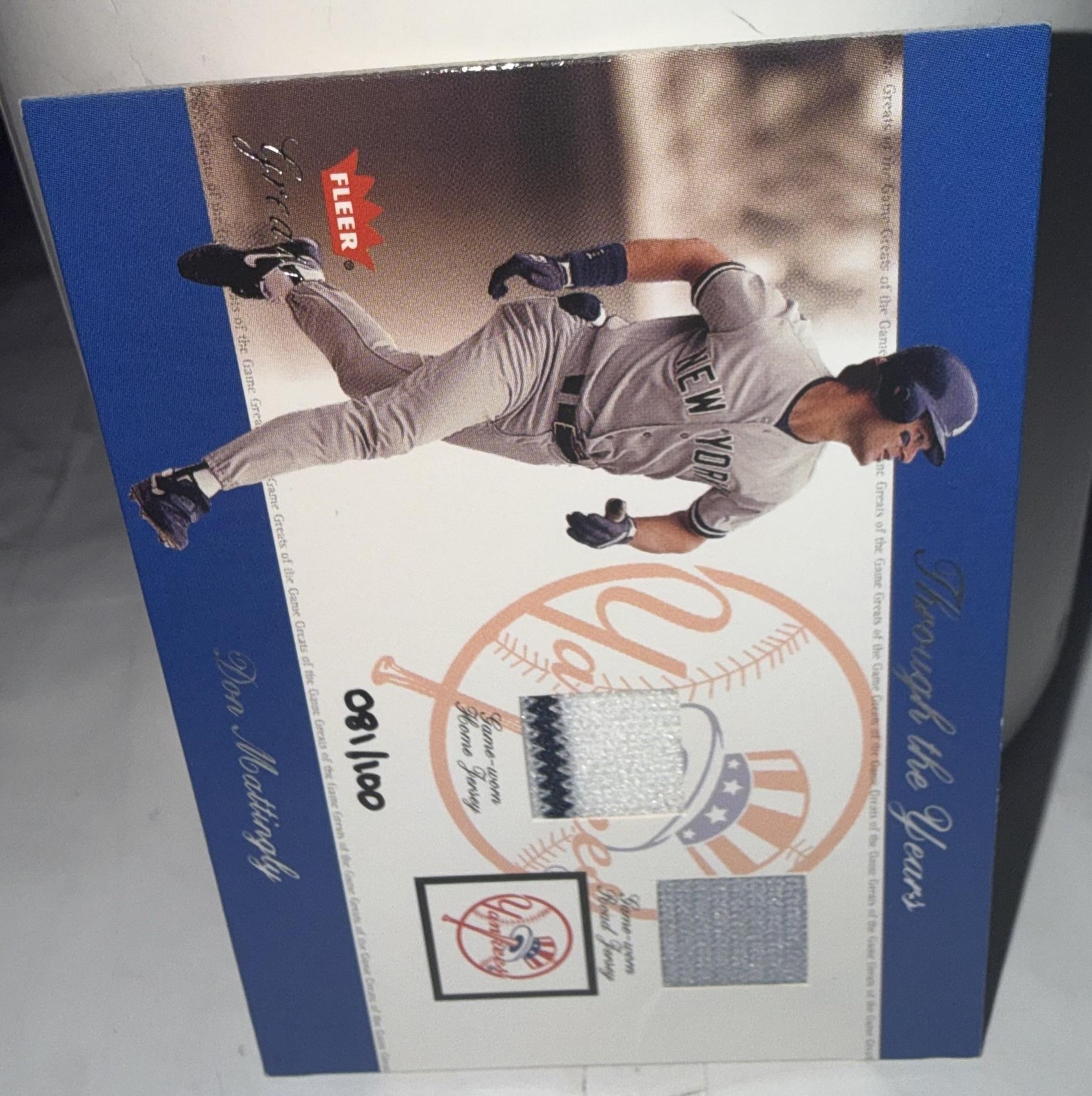 2002 Fleer Don Mattingly 081/100 Through The Years Dual Patch Yankees Jersey 2002 Fleer Don Mattingly 081/100 Through The Years Dual Patch Yankees Jersey