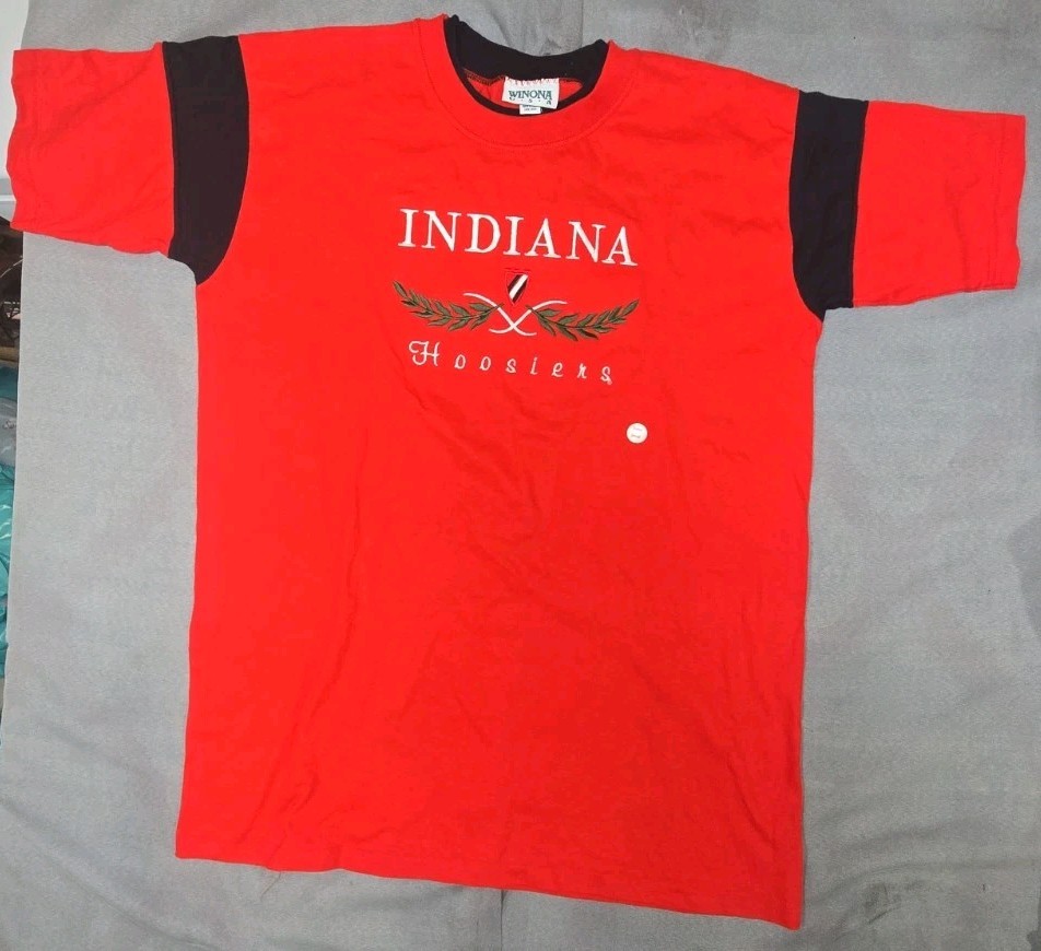 NWT Vtg 90s Winona USA Indiana Hoosiers Shirt Mens L Embroidered Deadstock Singl