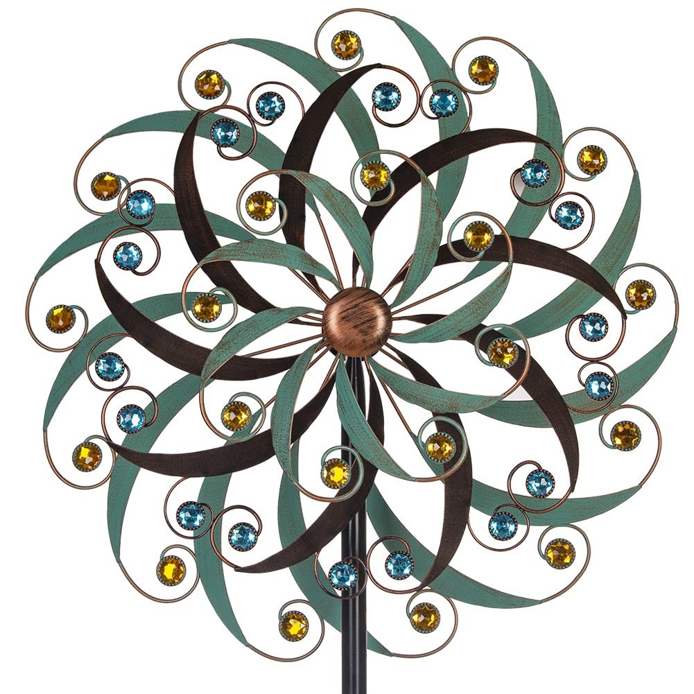 Large Metal Wind Spinner 20x80in Garden Yard Art Kinetic Outdoor Decor