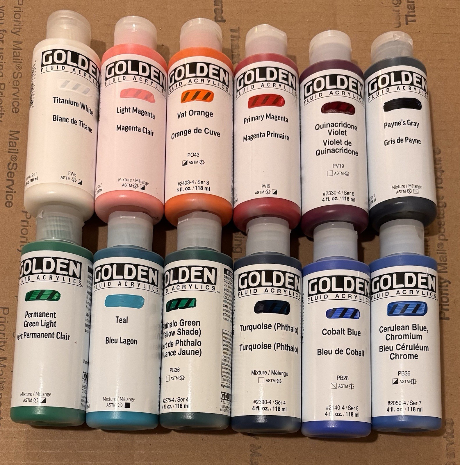 ✨✨ NEW LOT OF 12 GOLDEN Fluid Acrylics Paint - 4oz Bottles SHIP ASAP ✨✨ ✨✨ NEW LOT OF 12 GOLDEN Fluid Acrylics Paint - 4oz Bottles SHIP ASAP ✨✨