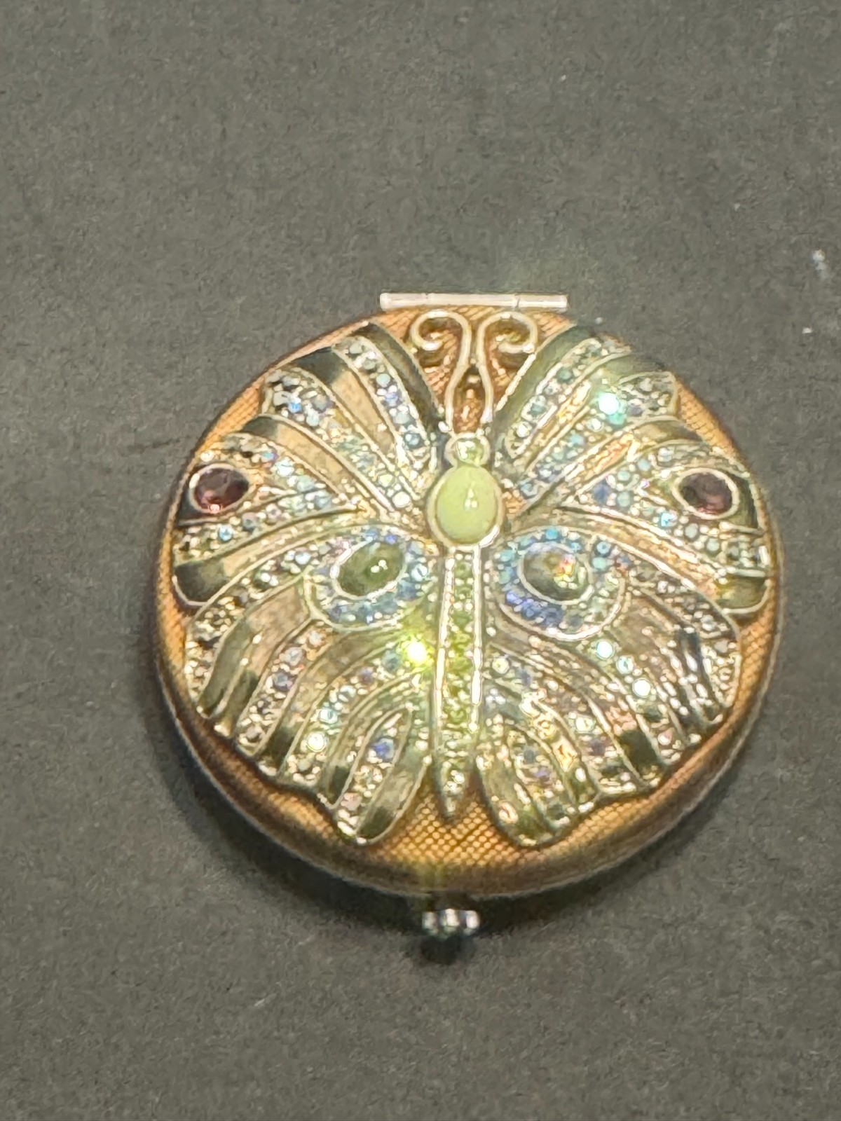 F-154 Jay Strongwater Butterfly Enamel Jeweled Crystal Double Mirrored Compact F-154 Jay Strongwater Butterfly Enamel Jeweled Crystal Double Mirrored Compact
