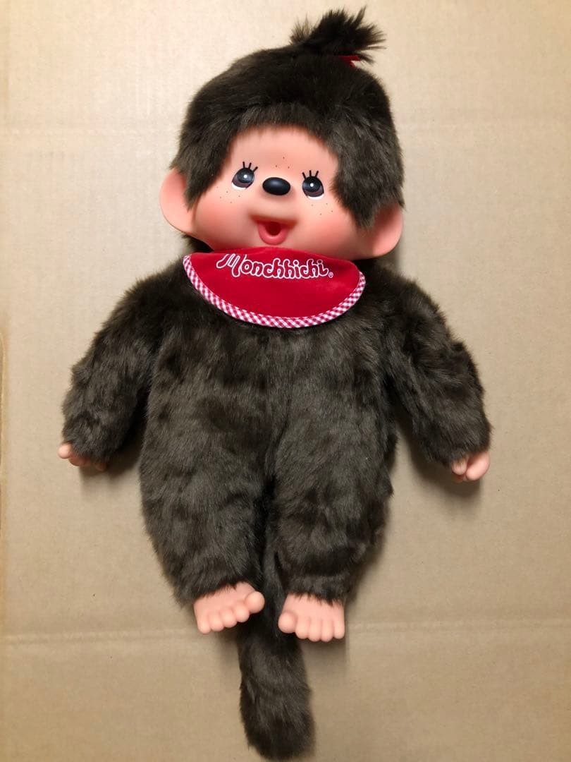 Monchhichi Premium Standard Girl L Size Plush Doll Brown  Sekiguchi  Large JAPAN