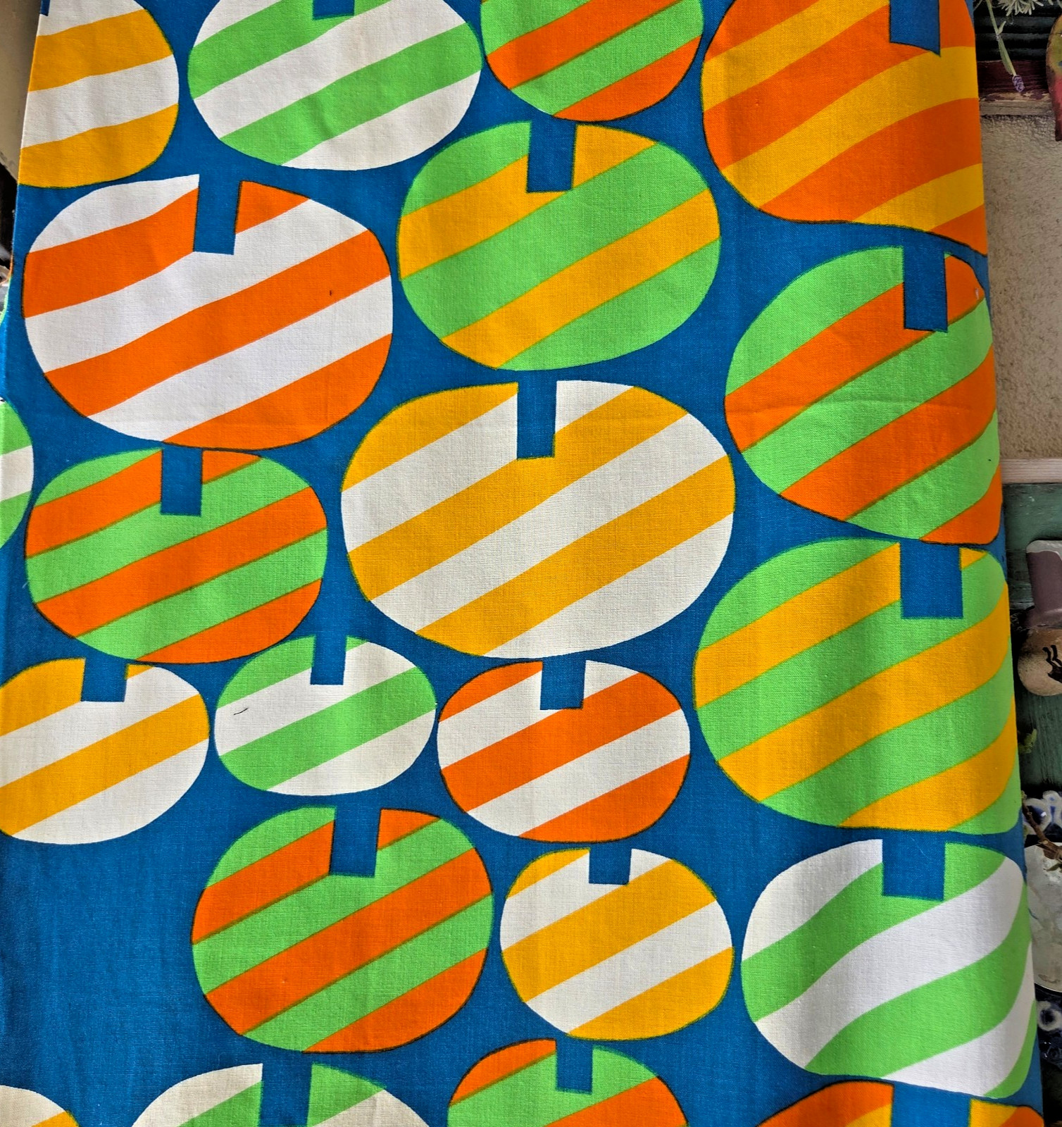 Vintage Marimekko Rotti Fabric Finnish Retro Scandinavian Apple Blue Cotton Lot