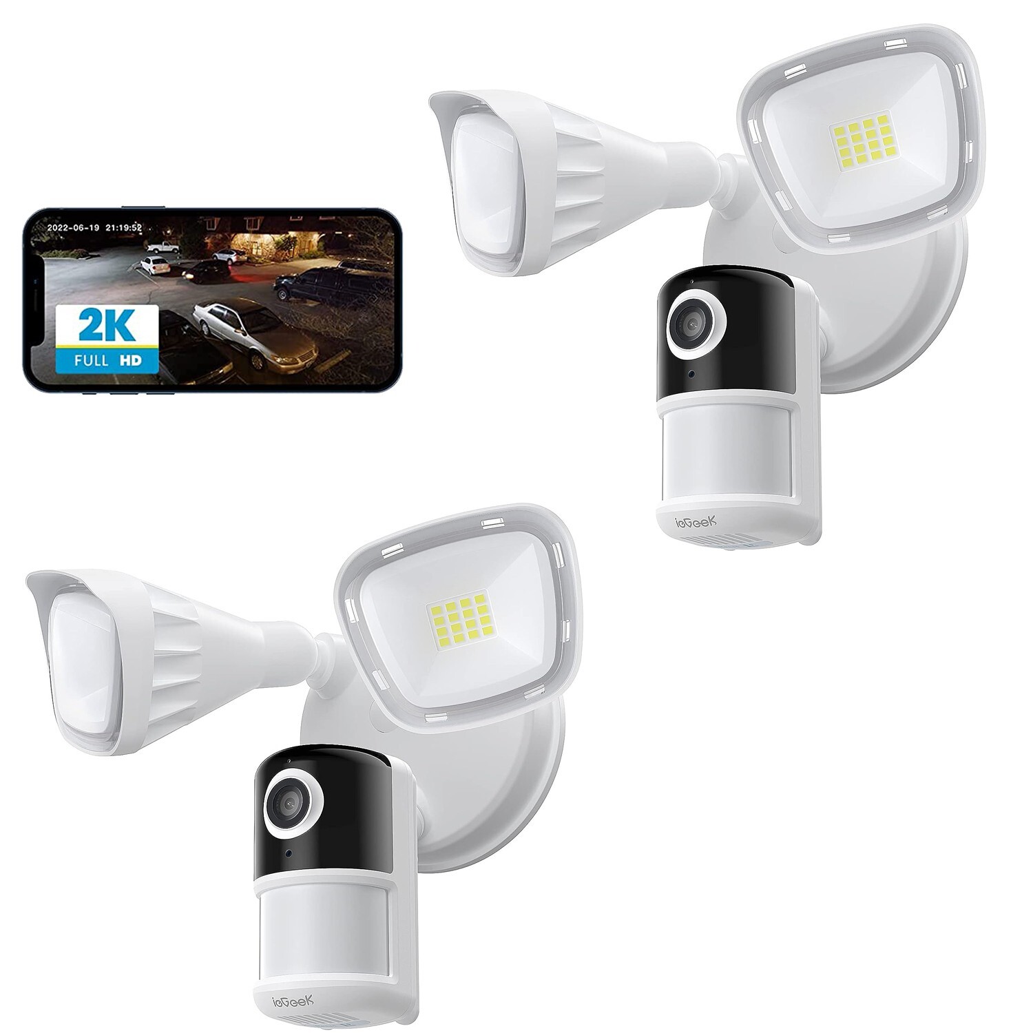 ieGeek Floodlight Camera, Outdoor Home Security Camera, 2K Wired Flood Light Cam