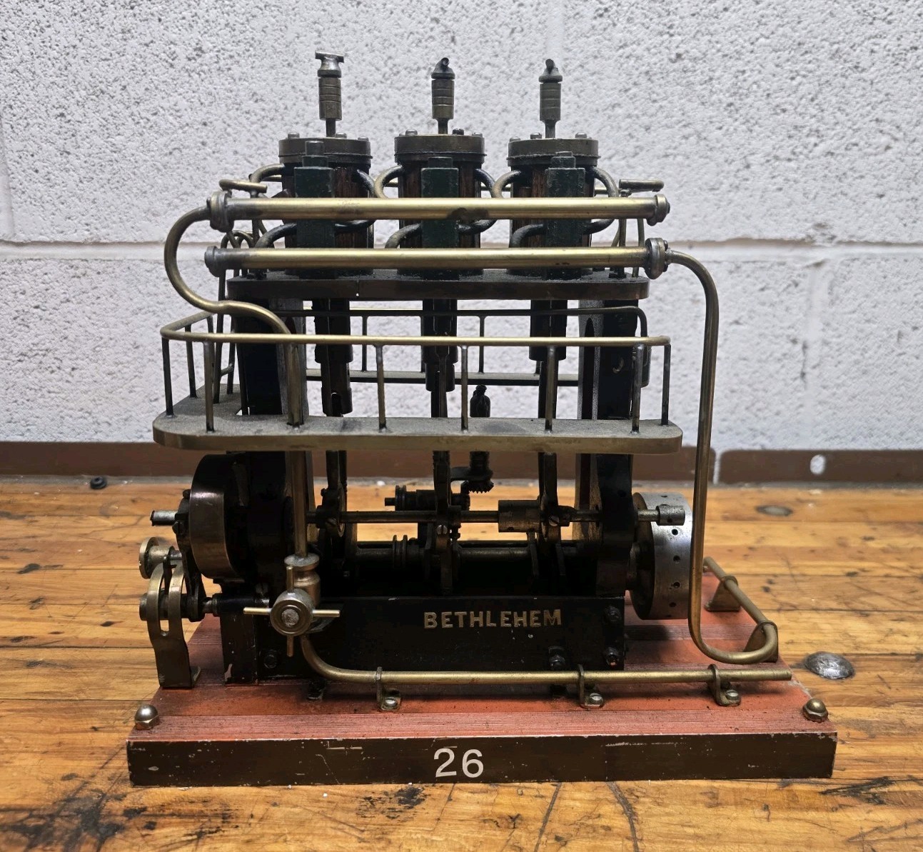 Vintage Bethlehem Steel Triple Piston Steam Engine Model High Quality Handmade Vintage Bethlehem Steel Triple Piston Steam Engine Model High Quality Handmade
