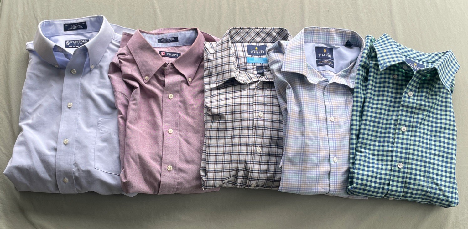 Stafford Coolmax Button Down Shirt 16-16.5 Mens Long Sleeve Lot Of 5