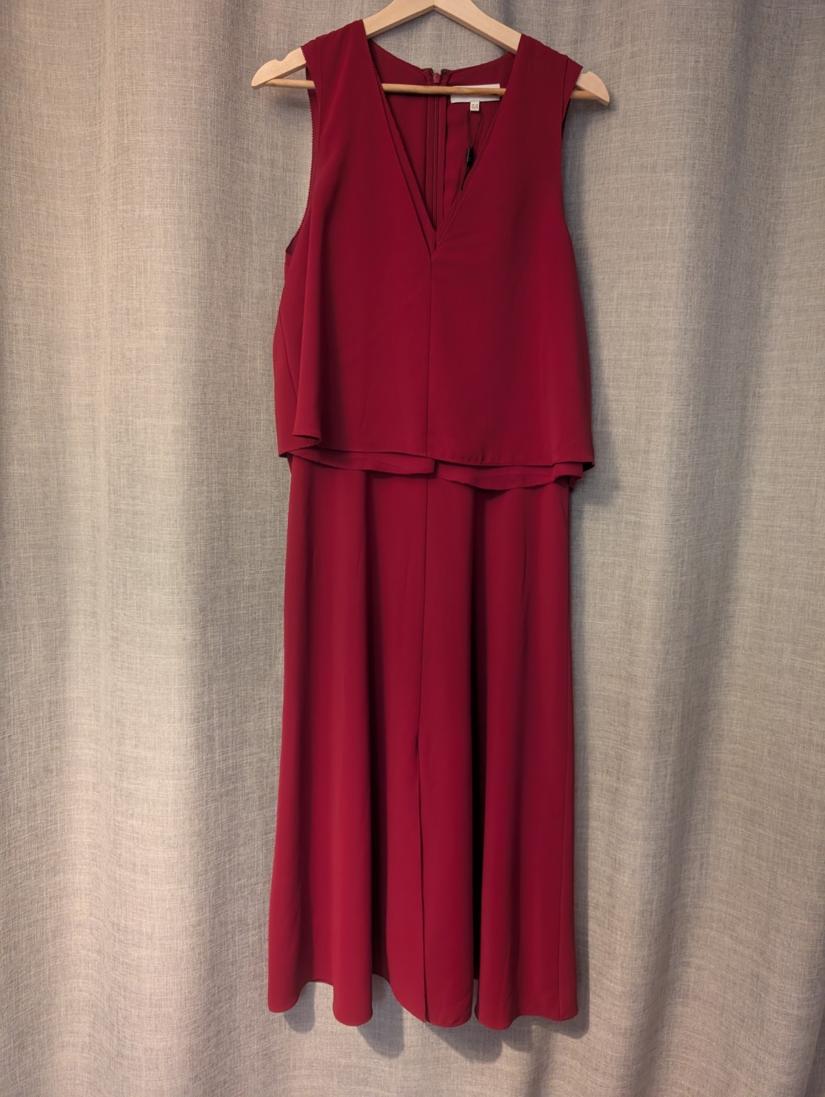 Reiss UK 12 Burgundy Midi Dress V Neck Floaty Autumn Winter Christmas Reiss UK 12 Burgundy Midi Dress V Neck Floaty Autumn Winter Christmas