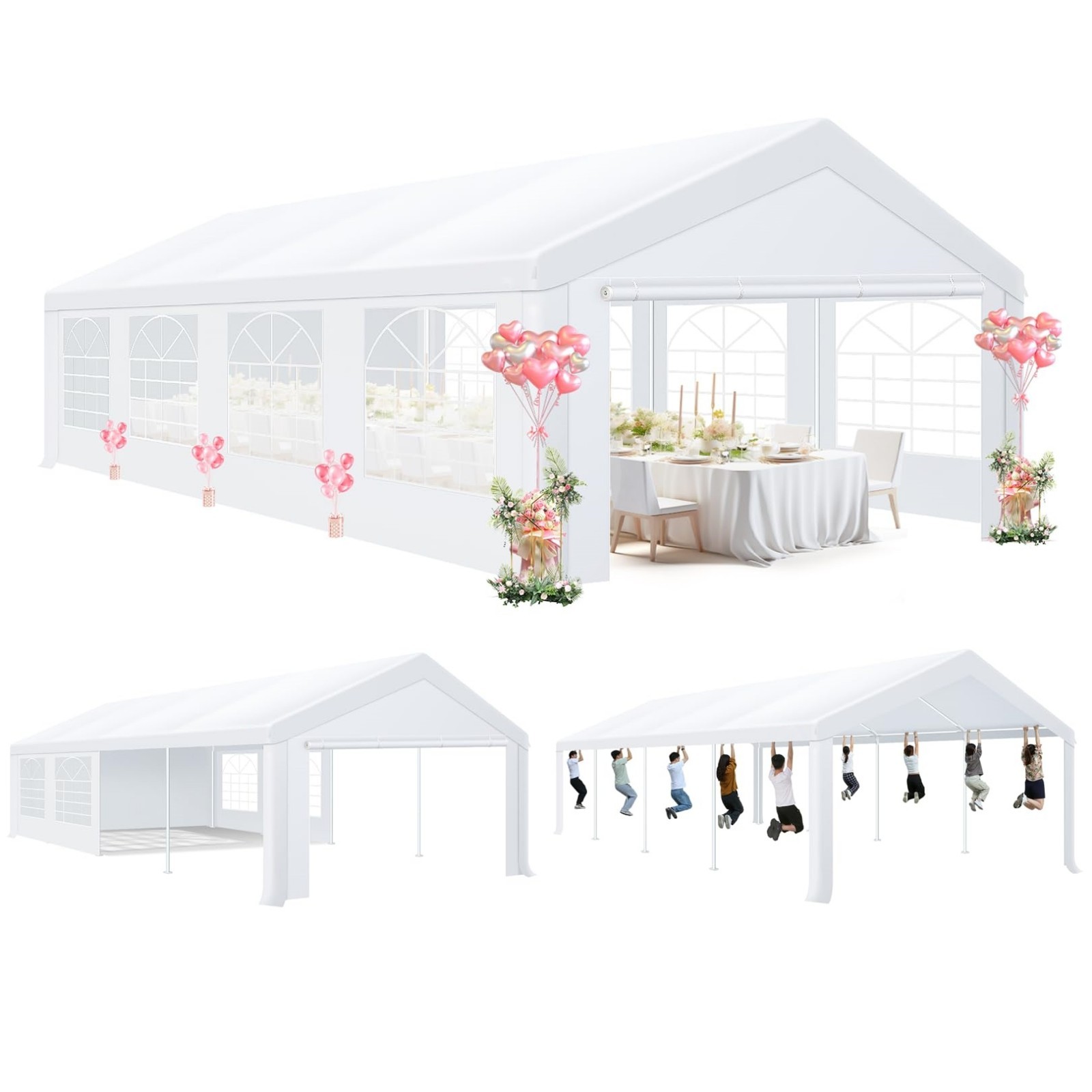 20x40ft Carport Heavy Duty Party Tent Waterproof Event Shelter Wedding Canopy