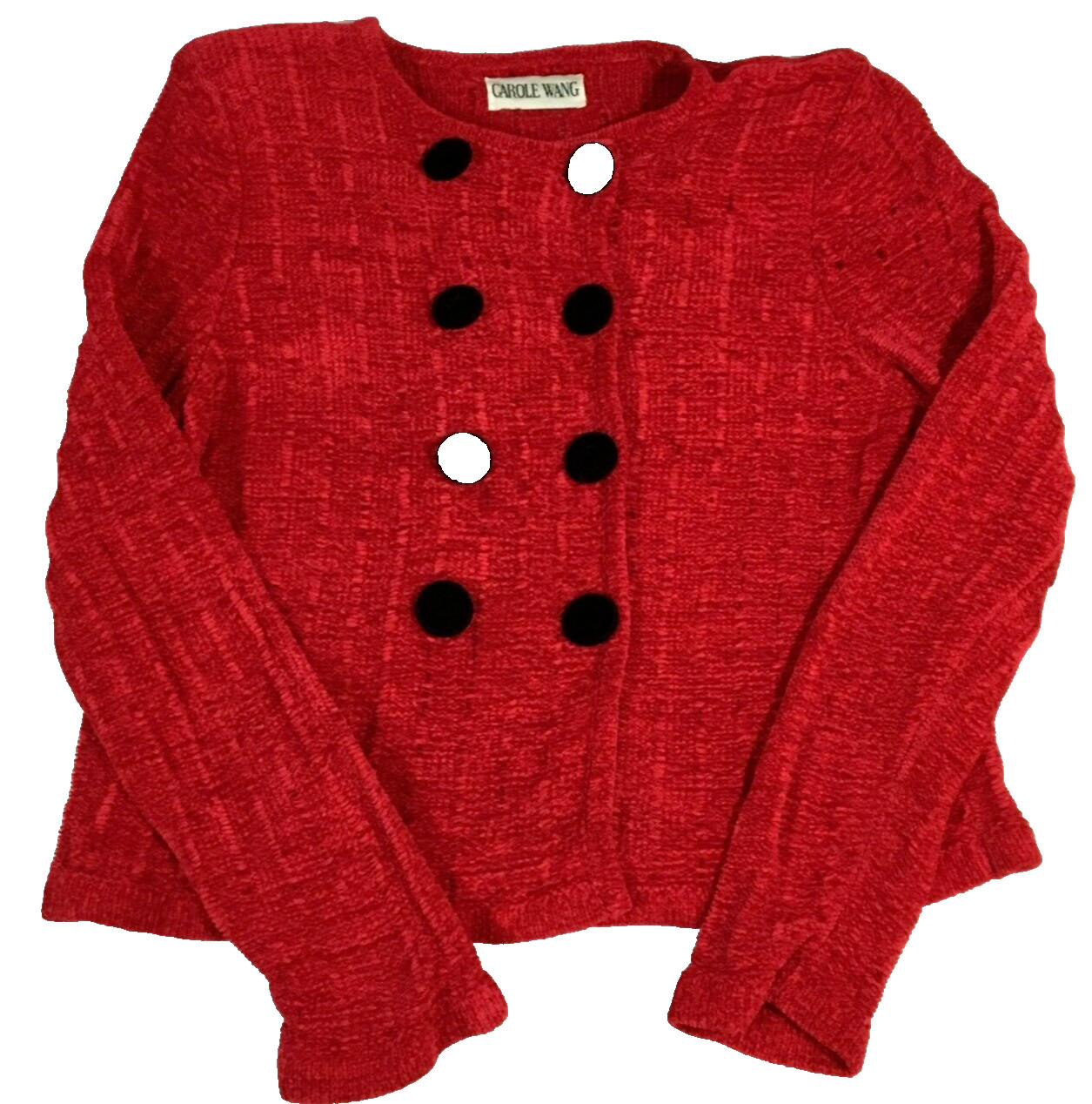 VTG Carole Wang Womens Cardigan Sweater Size S Red 70s or 80s Long Sleeve NWT