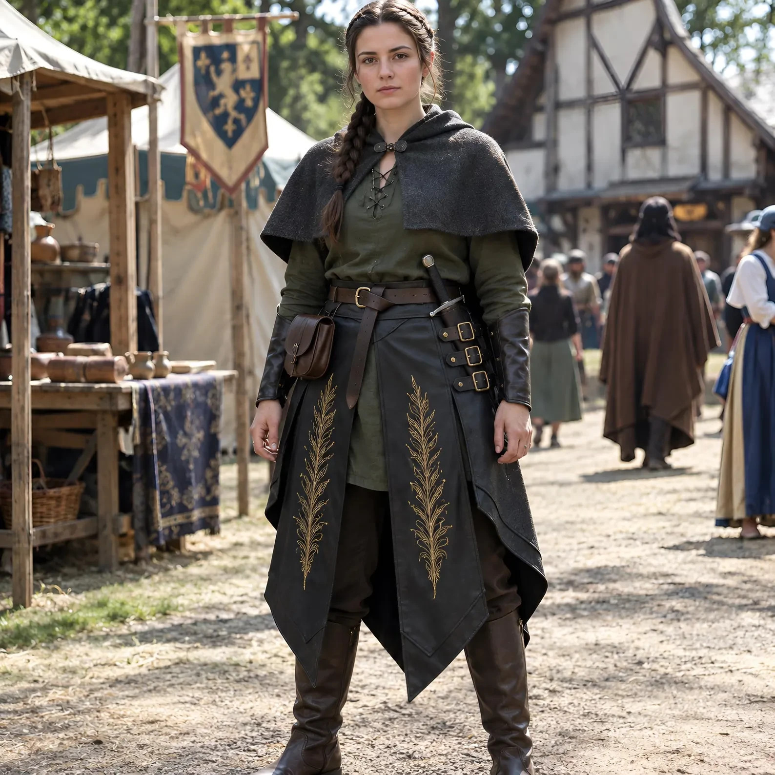 Women's Leather Medieval Skirt Gothic Renaissance LARP Viking Costume Cosplay