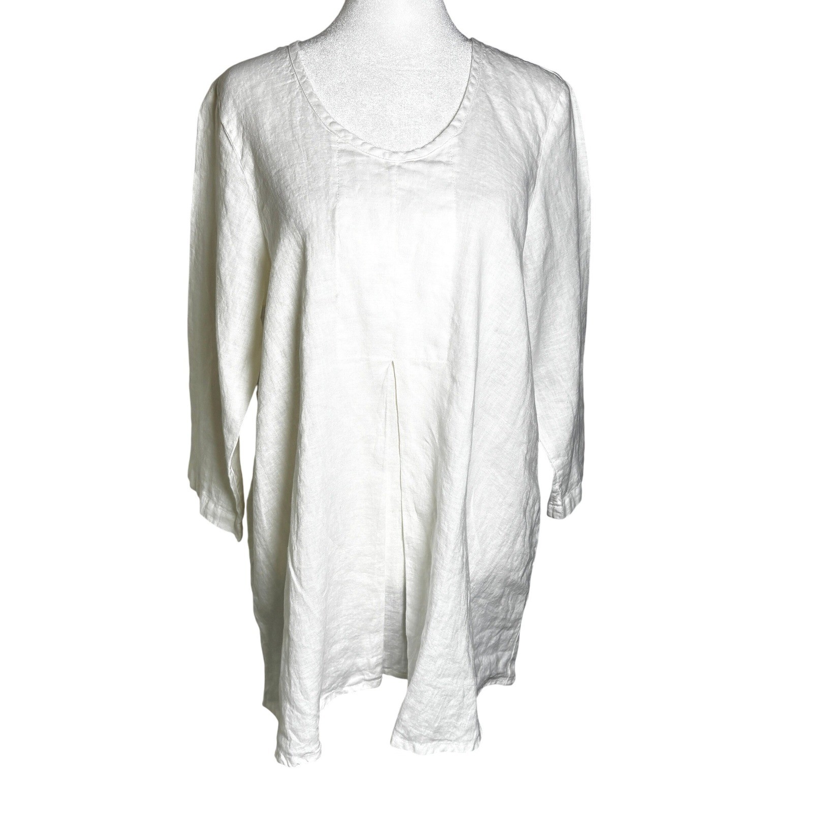 FLAX Size Small Top Tunic Sunshine Woodstk Small White Wash Linen NWT