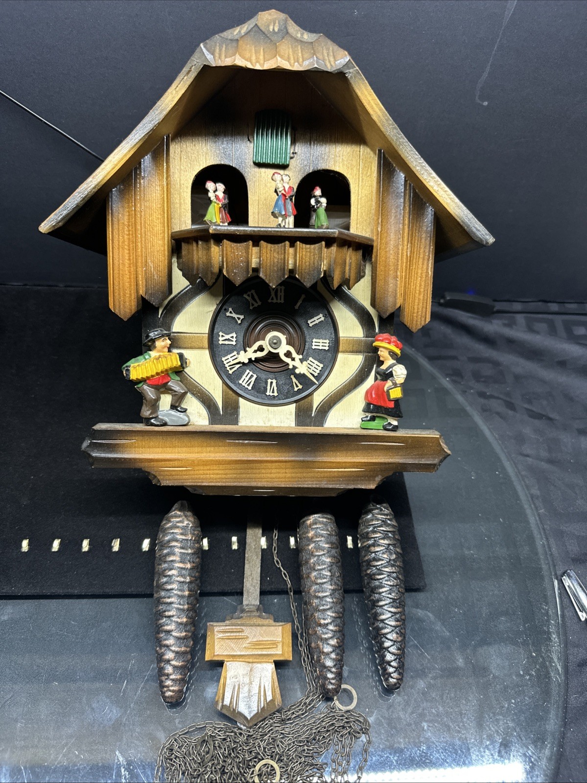 Authentic Vintage Musical German Cuckoo Clock with Dancing Couples Authentic Vintage Musical German Cuckoo Clock with Dancing Couples