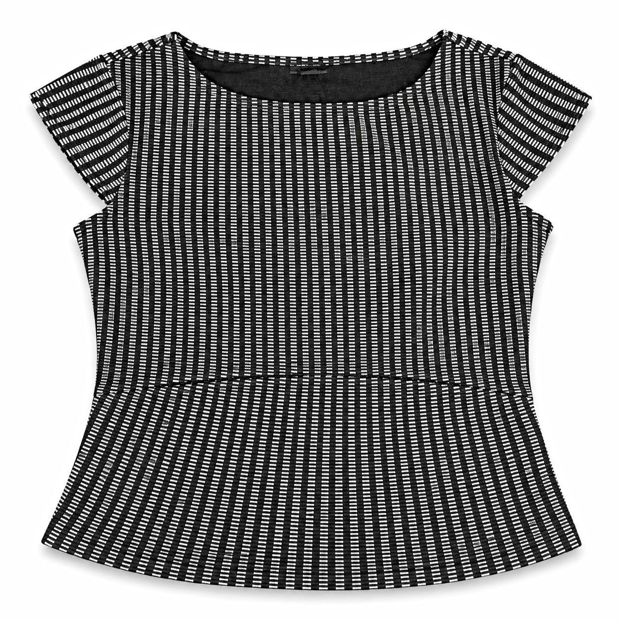 NWT Ann Taylor Factory Women’s Large Black White Textured Peplum Top