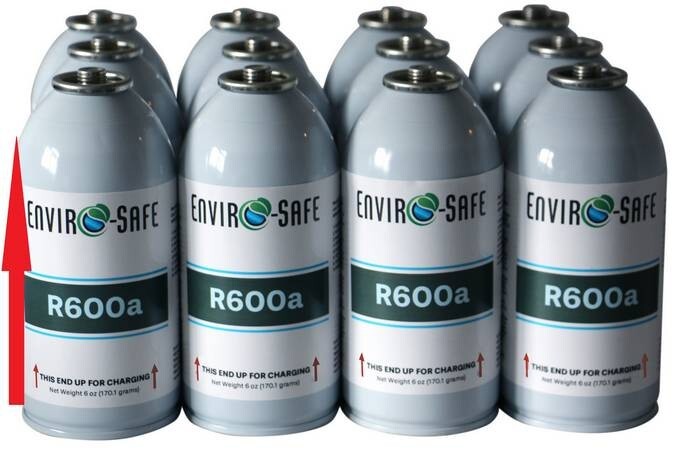Enviro-Safe R600a UPRIGHT (12) 6 oz. Cans, Isobutane Enviro-Safe R600a UPRIGHT (12) 6 oz. Cans, Isobutane