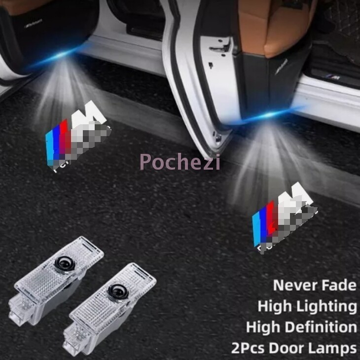 2Pcs Car Door LED Welcome Light Fit For B-M-W E60 E63 E90 E92 X1