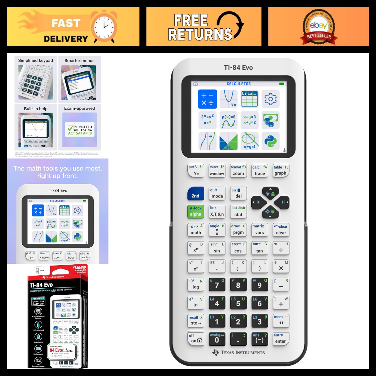Graphing Calculator TI-84 Evo, High-Performance, White, Ideal for Students & Pro Graphing Calculator TI-84 Evo, High-Performance, White, Ideal for Students & Pro
