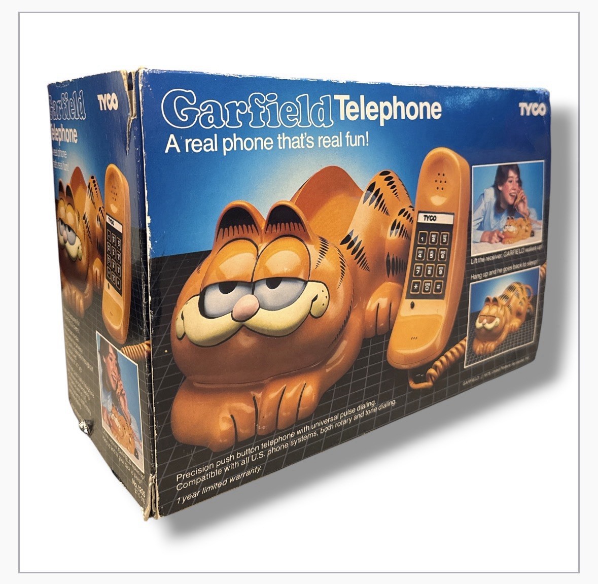 Tyco Garfield Phone Vintage Excellent With Box Moving Eyes Untested 1980s