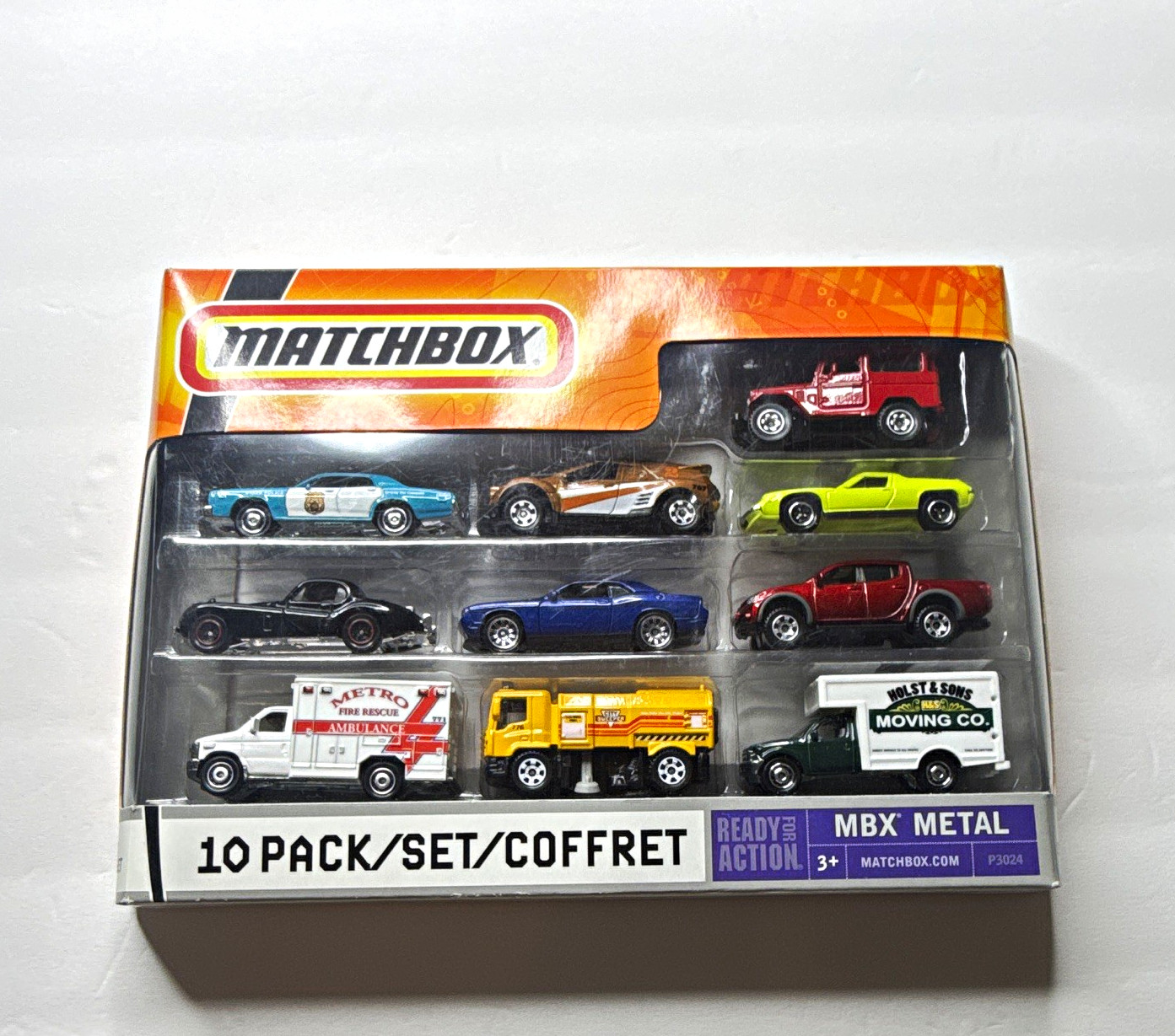 Matchbox MBX Metal 10 Pack 1:64 Diecast Cars Multicolor Unopened Box