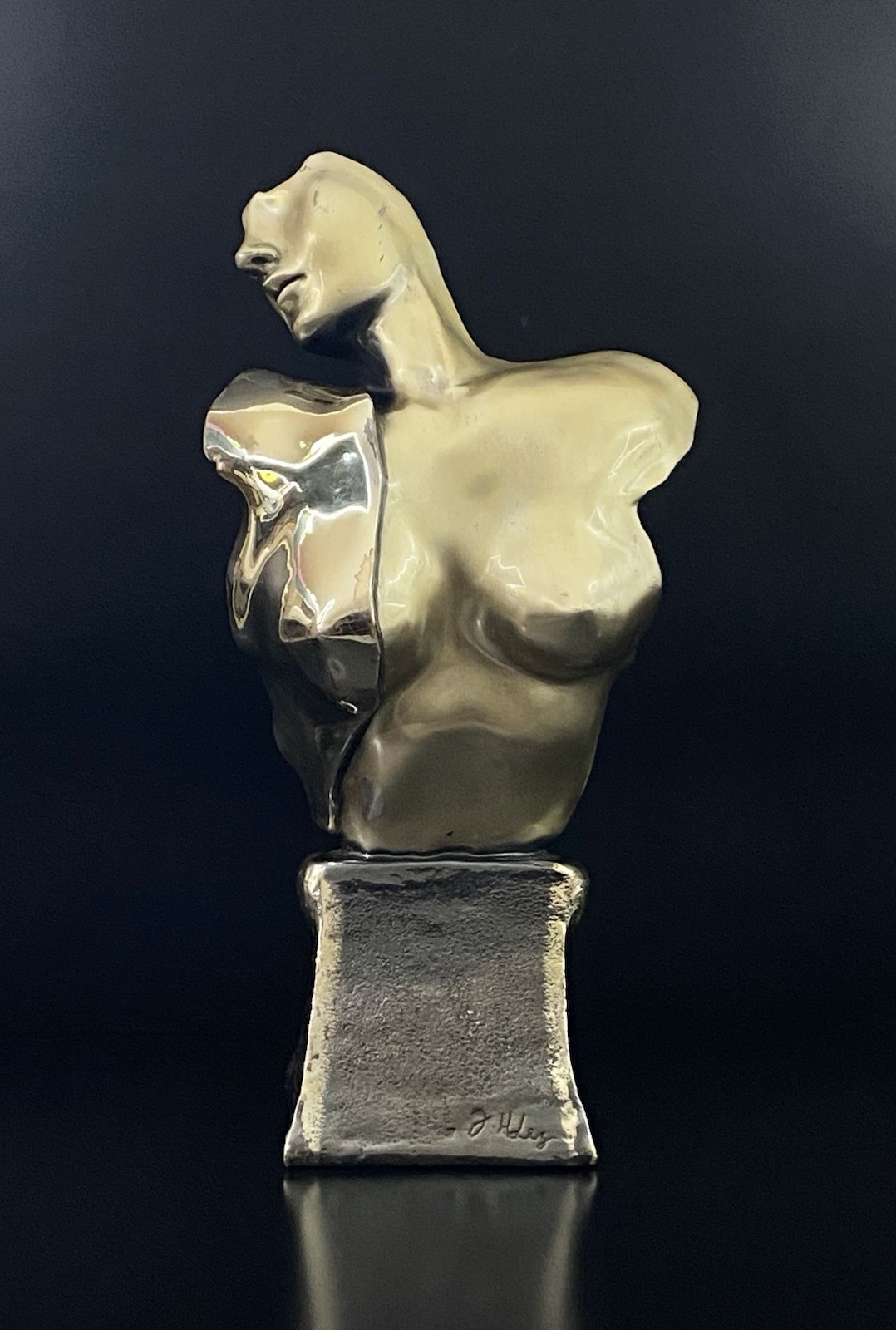 J. HDEZ Modernist Mexican Plata Artistica .999 Silver Coated Nude Sculpture