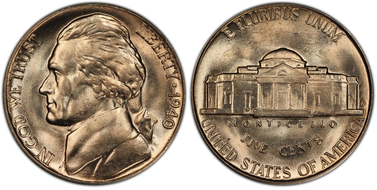 1940 D Jefferson Nickel ~ BU Gem UNCIRCULATED ~ 5c US Coin ~ 1940 D Jefferson Nickel ~ BU Gem UNCIRCULATED ~ 5c US Coin ~