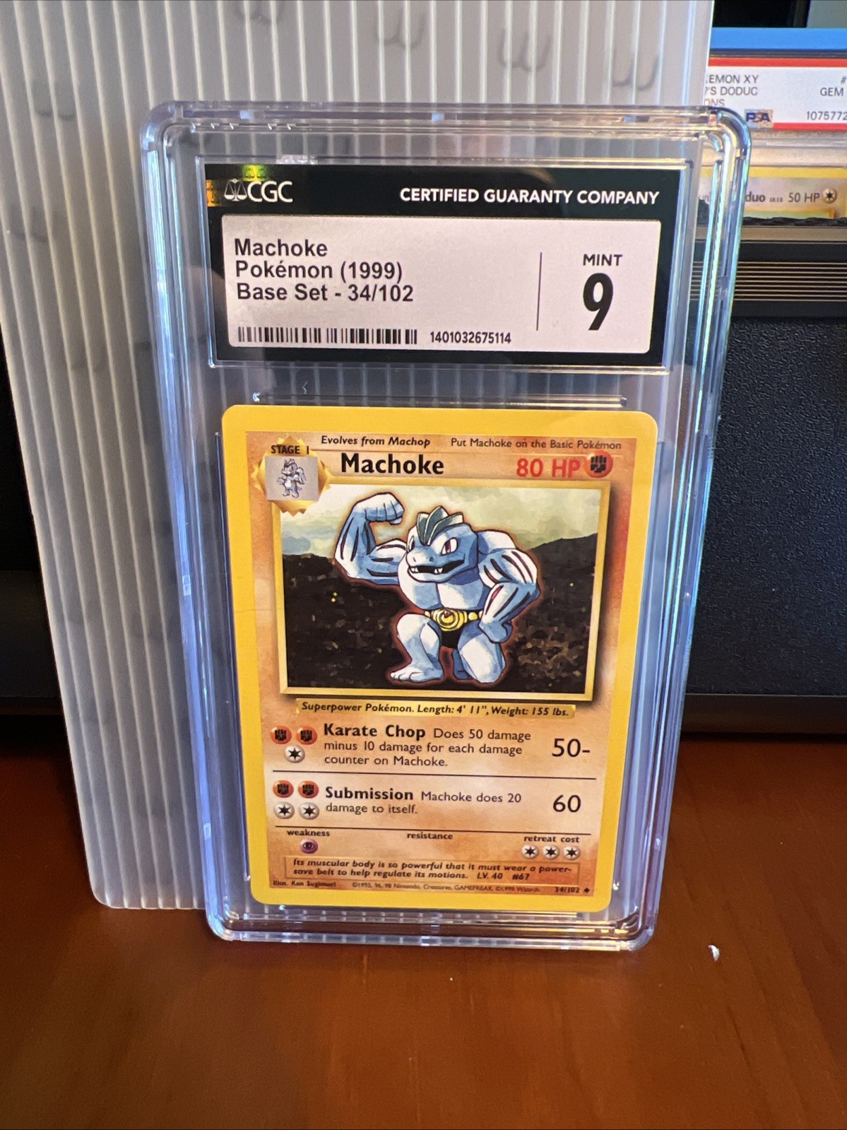Pokemon Machoke Base Set 4th Print 1999-2000 #34 CGC 9 Gem Mint