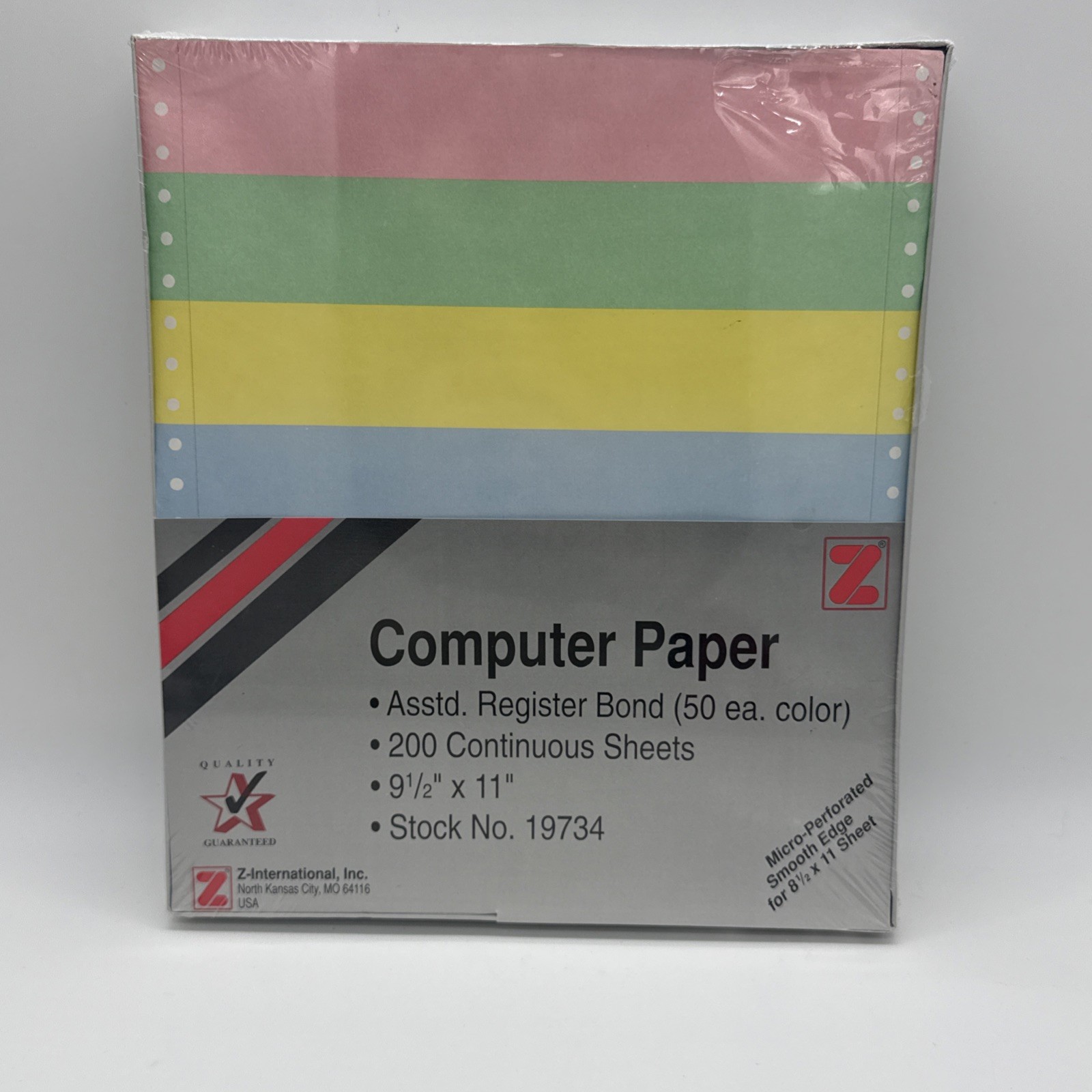Vintage Z-International Continuous Computer Paper Pastel 200 Sheets 19734 Sealed Vintage Z-International Continuous Computer Paper Pastel 200 Sheets 19734 Sealed
