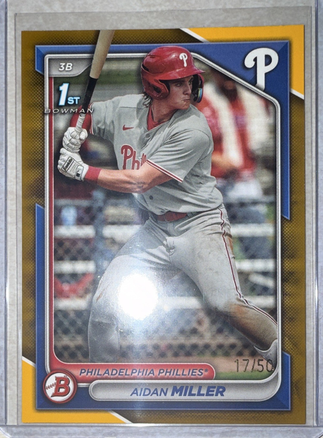 Topps 2023 Bowman Draft Aidan Miller 1st Bowman Gold /50 Phillies BP-27