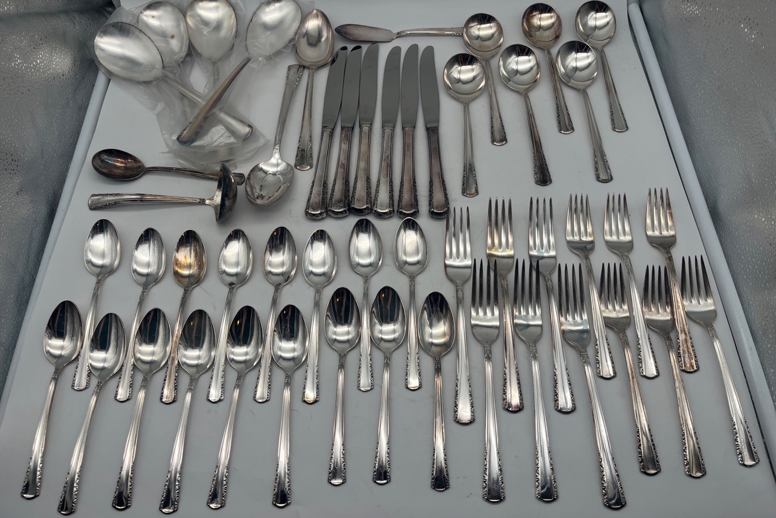 Vintage Holmes & Edwards MAY QUEEN Silverplate Flatware 49pc Estate Lot Serving 