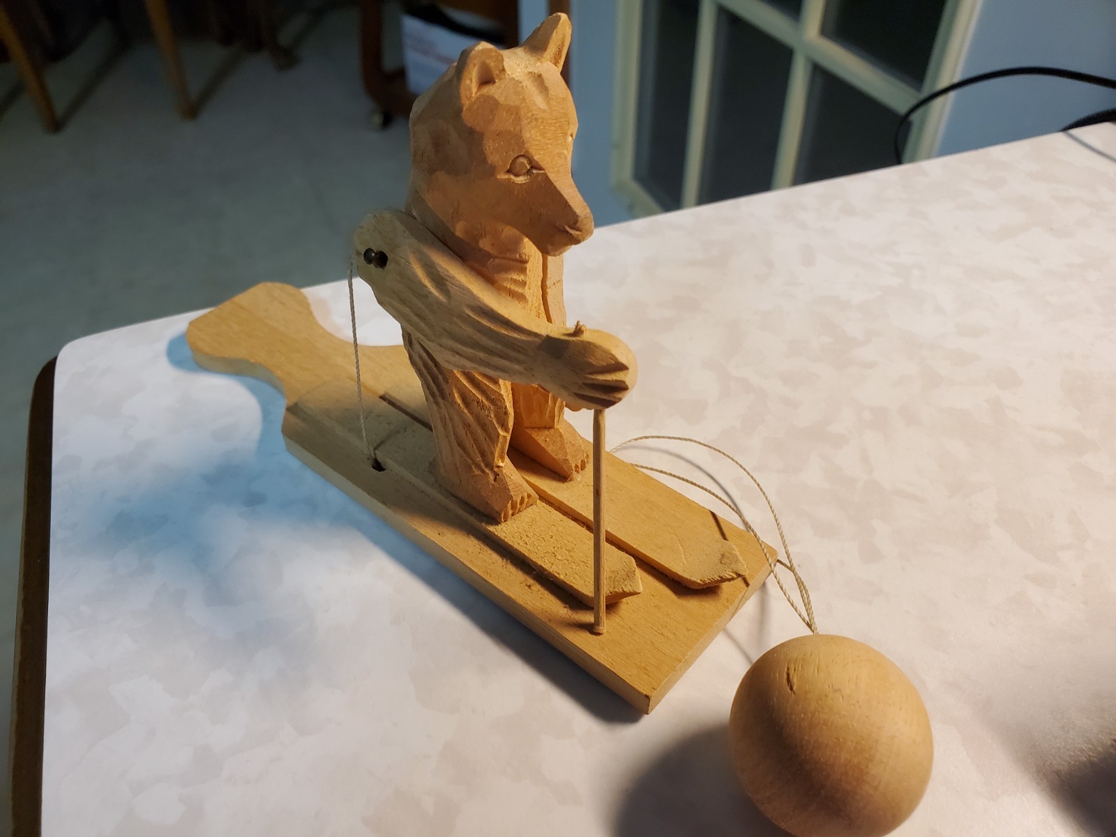 Vintage Hand-Carved Mechanical Folk Russian Wood Toy - Bear Skiing -Bogorodskoye Vintage Hand-Carved Mechanical Folk Russian Wood Toy - Bear Skiing -Bogorodskoye