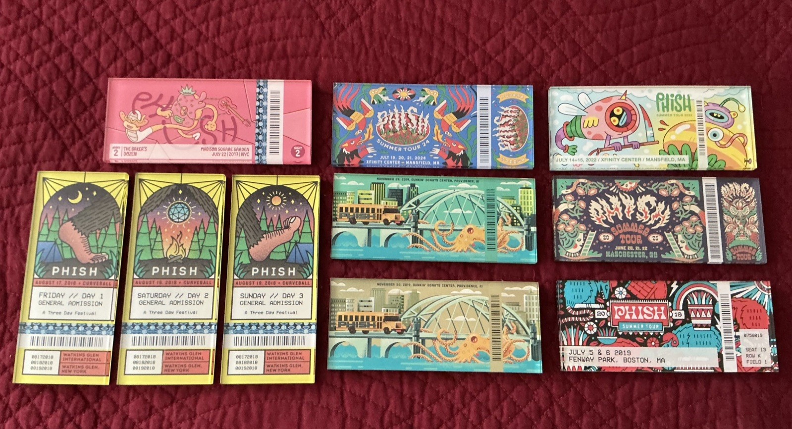 Phish Magnet Lot-Bakers Dozen-Mansfield-Manchester-Providence-Curveball-Boston Phish Magnet Lot-Bakers Dozen-Mansfield-Manchester-Providence-Curveball-Boston