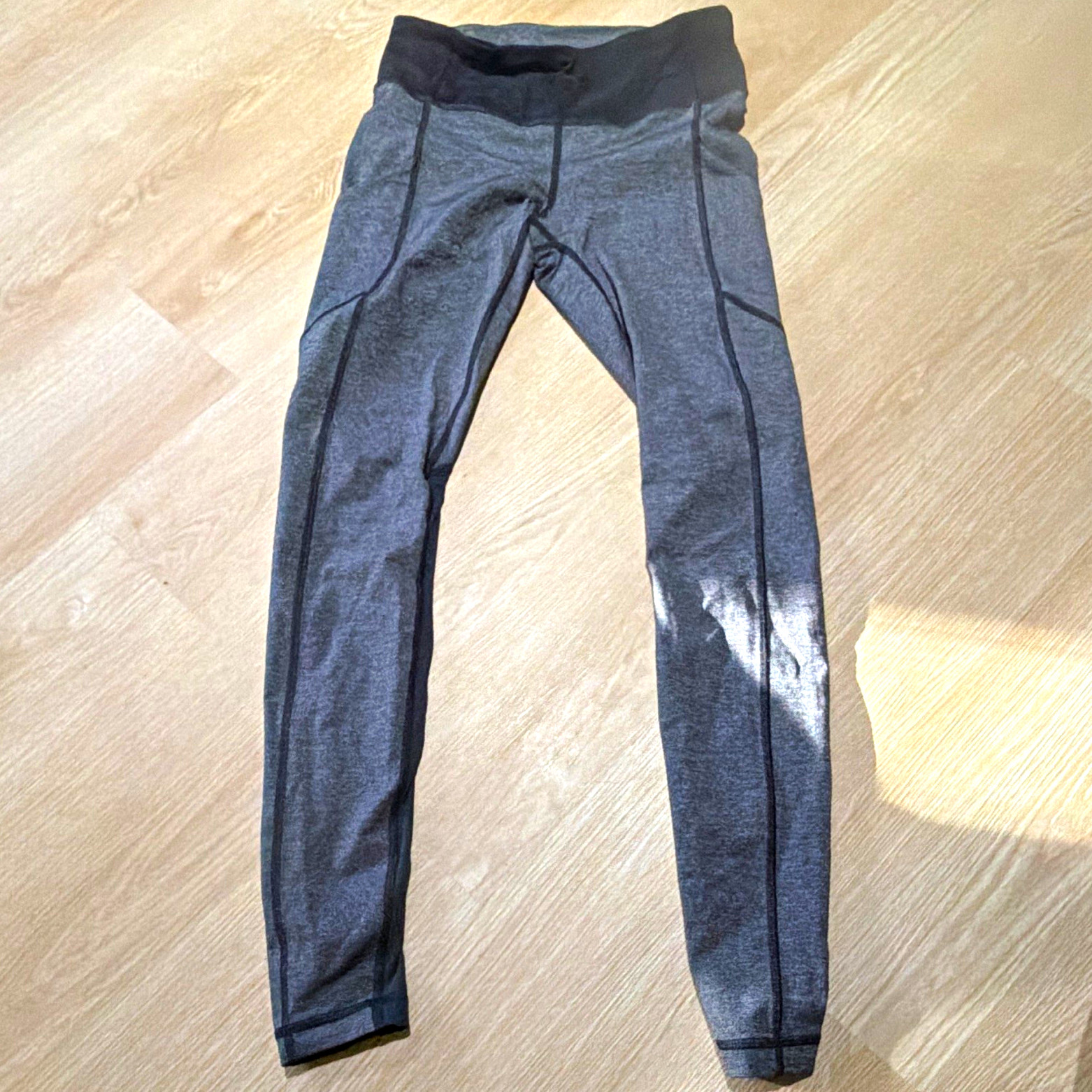 lululemon athletica Gray Black Women’s Ankle Leggings Solid Pockets Logo