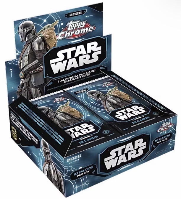 2026 Topps Chrome Star Wars 2026 Hobby Box (1 AUTO) Sealed NEW IN HAND QTY 2026 Topps Chrome Star Wars 2026 Hobby Box (1 AUTO) Sealed NEW IN HAND QTY