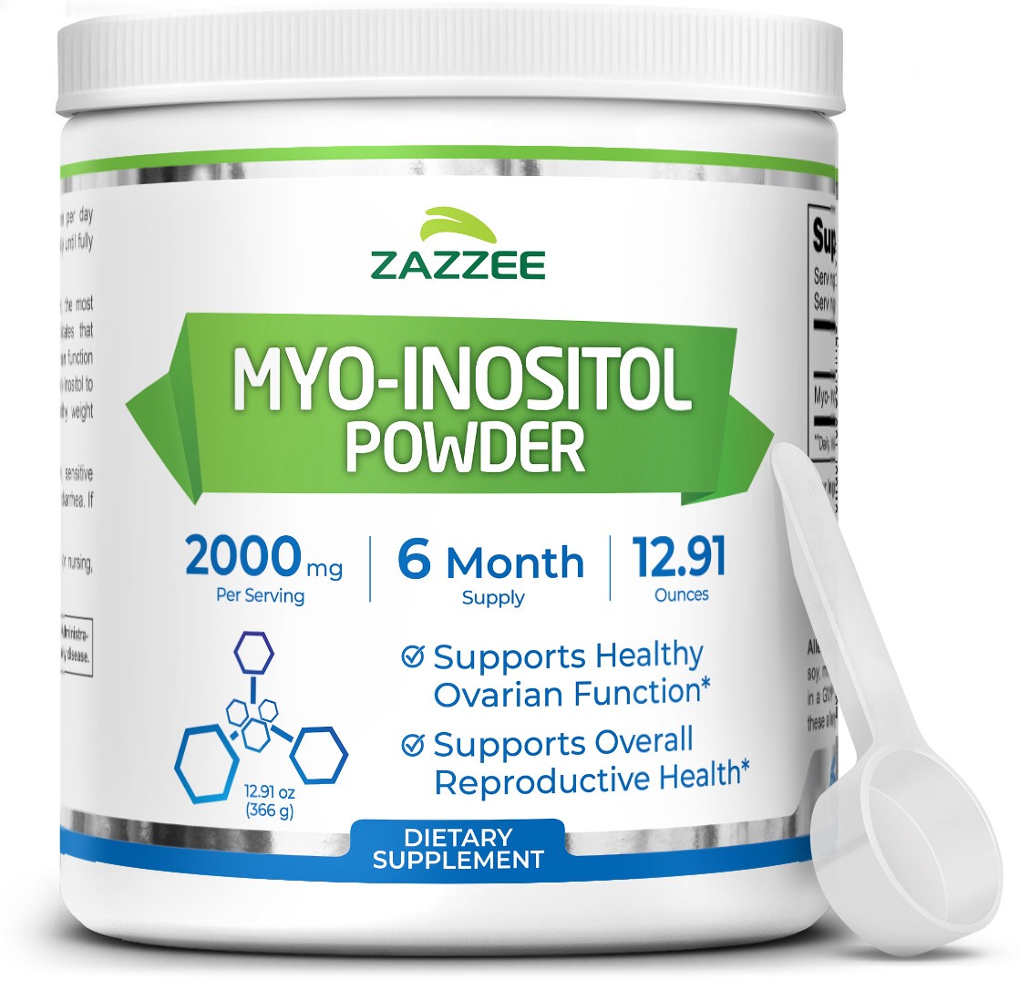 Zazzee Myo-Inositol Powder, 183 Servings, 2000 mg per Serving, Kosher