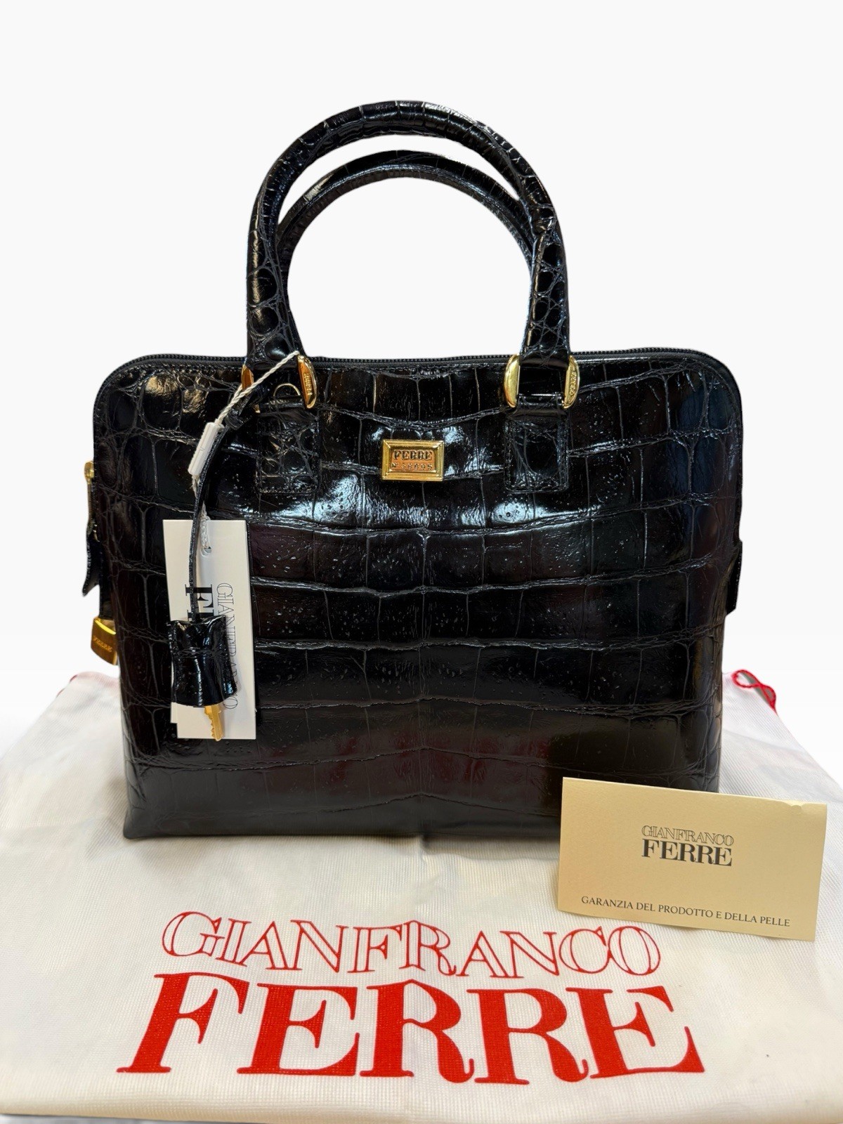 NWT Vintage 1990s Gianfranco Ferre Leather Bag Purse Handbag Top Handle Satchel NWT Vintage 1990s Gianfranco Ferre Leather Bag Purse Handbag Top Handle Satchel