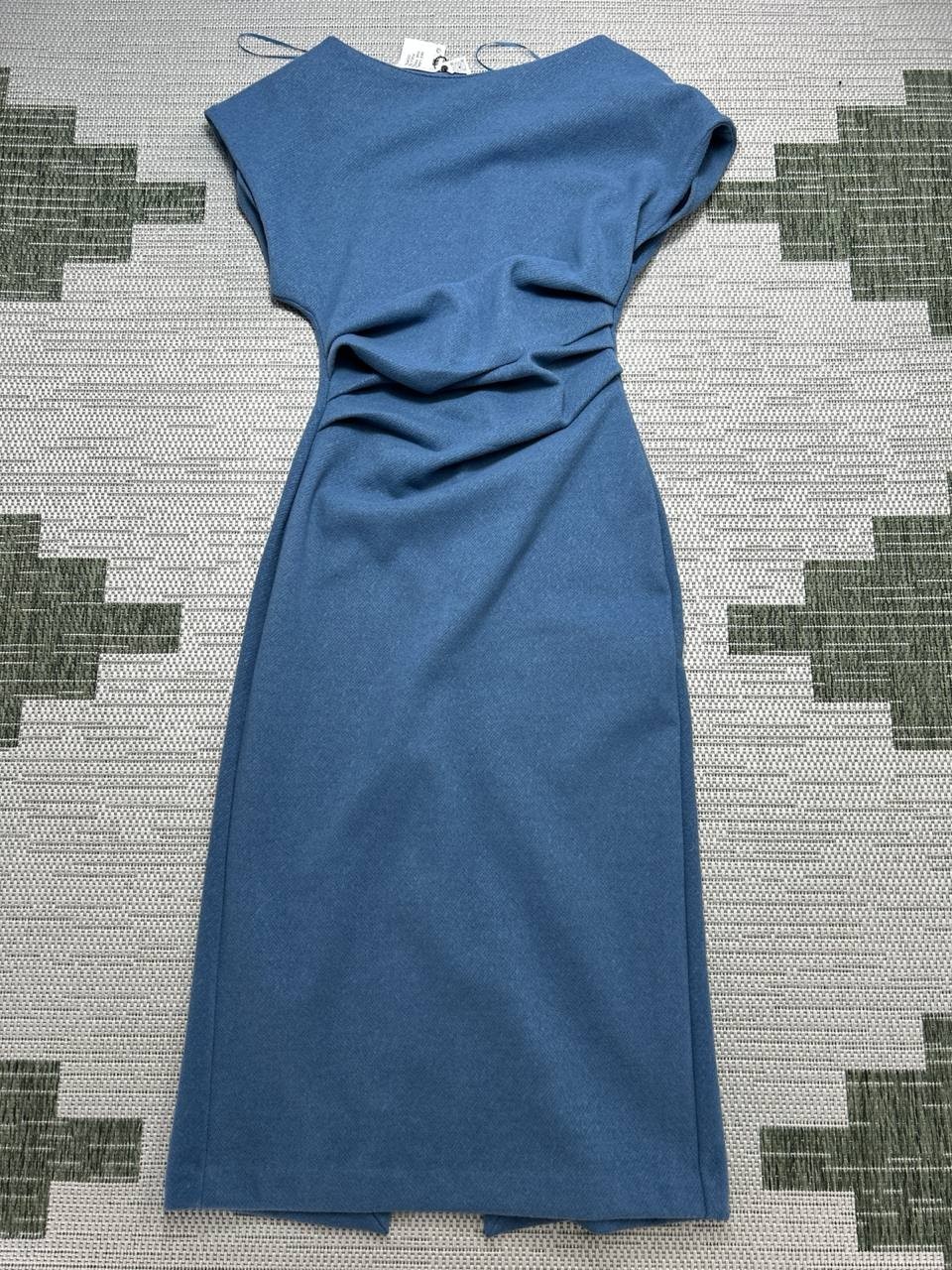 Zara Dress Womens Medium Blue Bodycon Midi New 